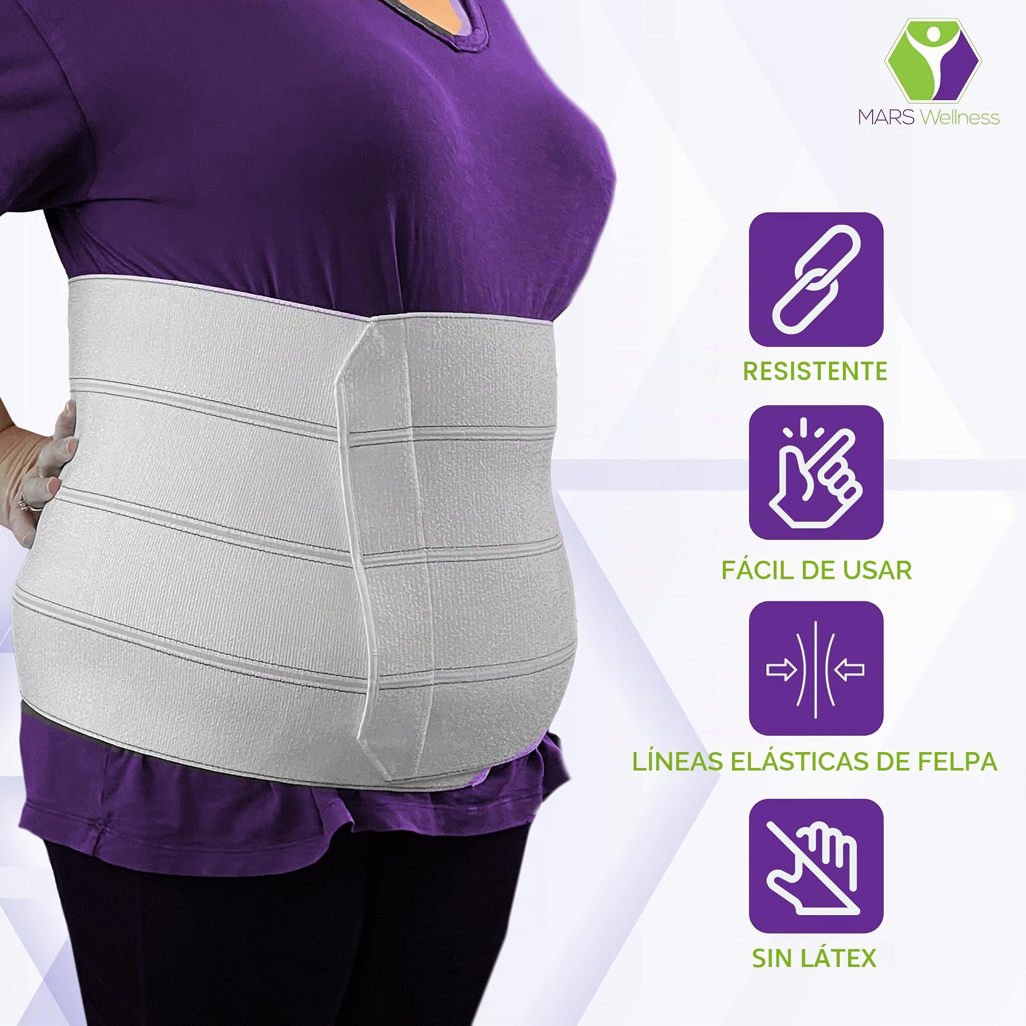 MARS WELLNESS Faja abdominal bariátrica de tamaño grande de 12 pulgadas, 4 secciones/panel, faja bariátrica para hombres o mujeres, se adapta a tamaños de cintura de 55 a 72 pulgadas