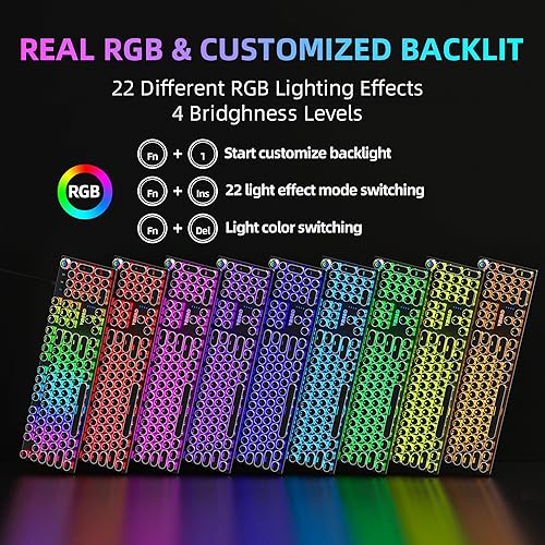 Miniatura 3 de Combo de teclado mecánico y mouse para juegos de máquina de escribir, teclados con cable retroiluminados RGB arcoíris con interruptores azules,