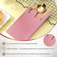 Vista 4 de 75 servilletas de papel de lino desechables Airlaid Servilletas de cena, toalla de mano para invitados con bolsillo integrado para cubiertos