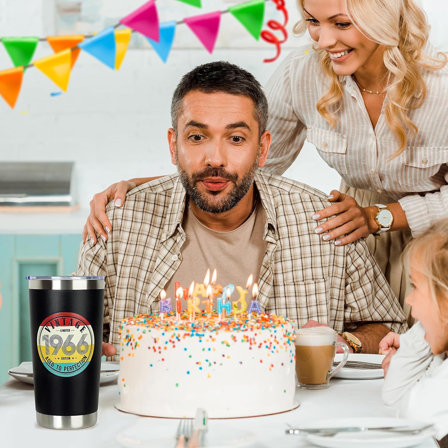 60th Birthday Gifts for Women Men - 1966 60th Birthday Decorations Gifts Ideas for Her Him - 60 Year Old Birthday Gift for Men Women Turning 60 Gift Ideas - 20oz Stainless Steel Tumbler - Image 2