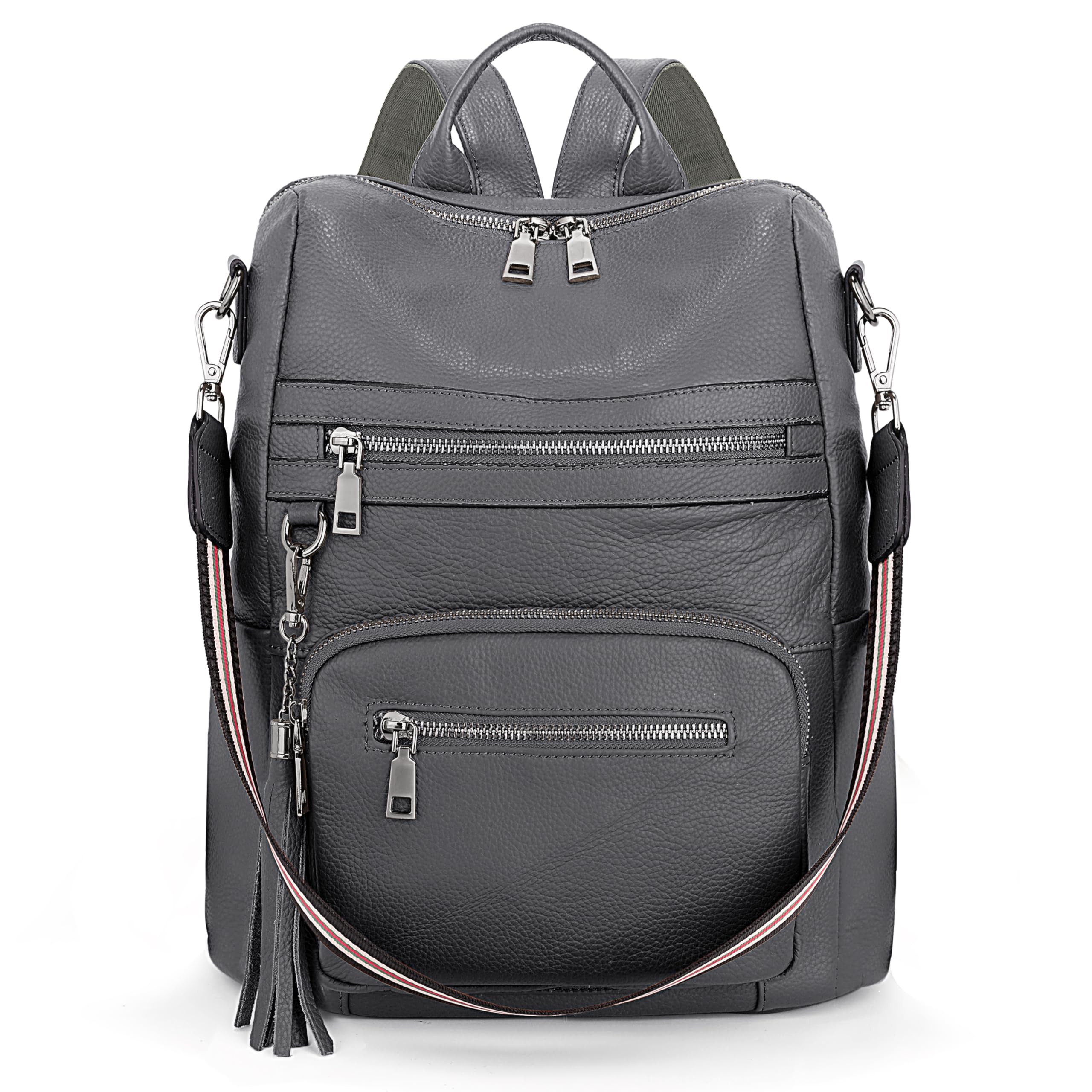 YALUXE Genuine Leather Backpack Purse for Women Fashion Daypack with Multiple Pockets