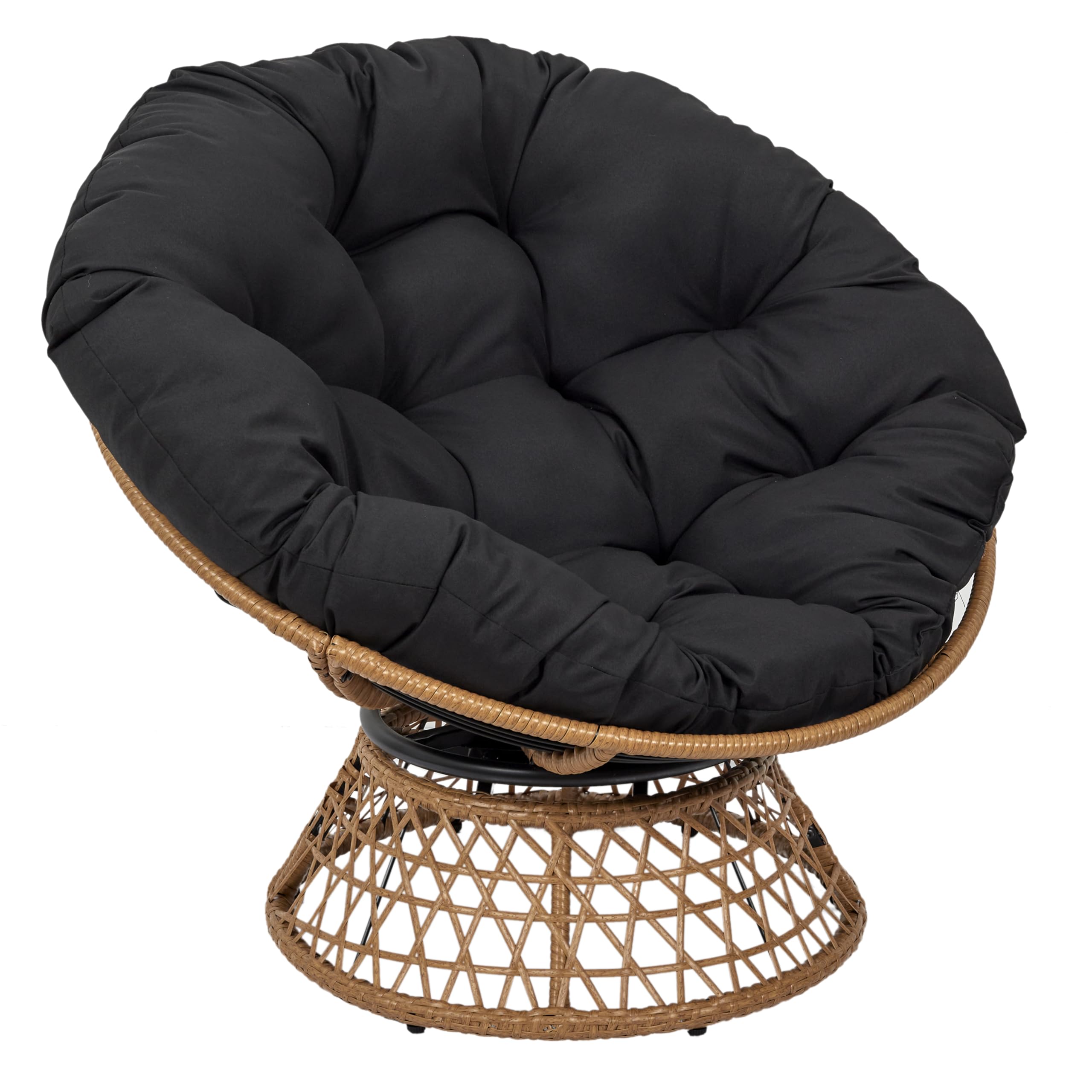 HOME DECO FACTORY, Poltrona girevole per esterni, sedia Relax rotonda, 1 posto girevole a 360°, cuscino spesso grande comfort incluso, mobili da giardino per amenagement balcone, terrazza salotto da