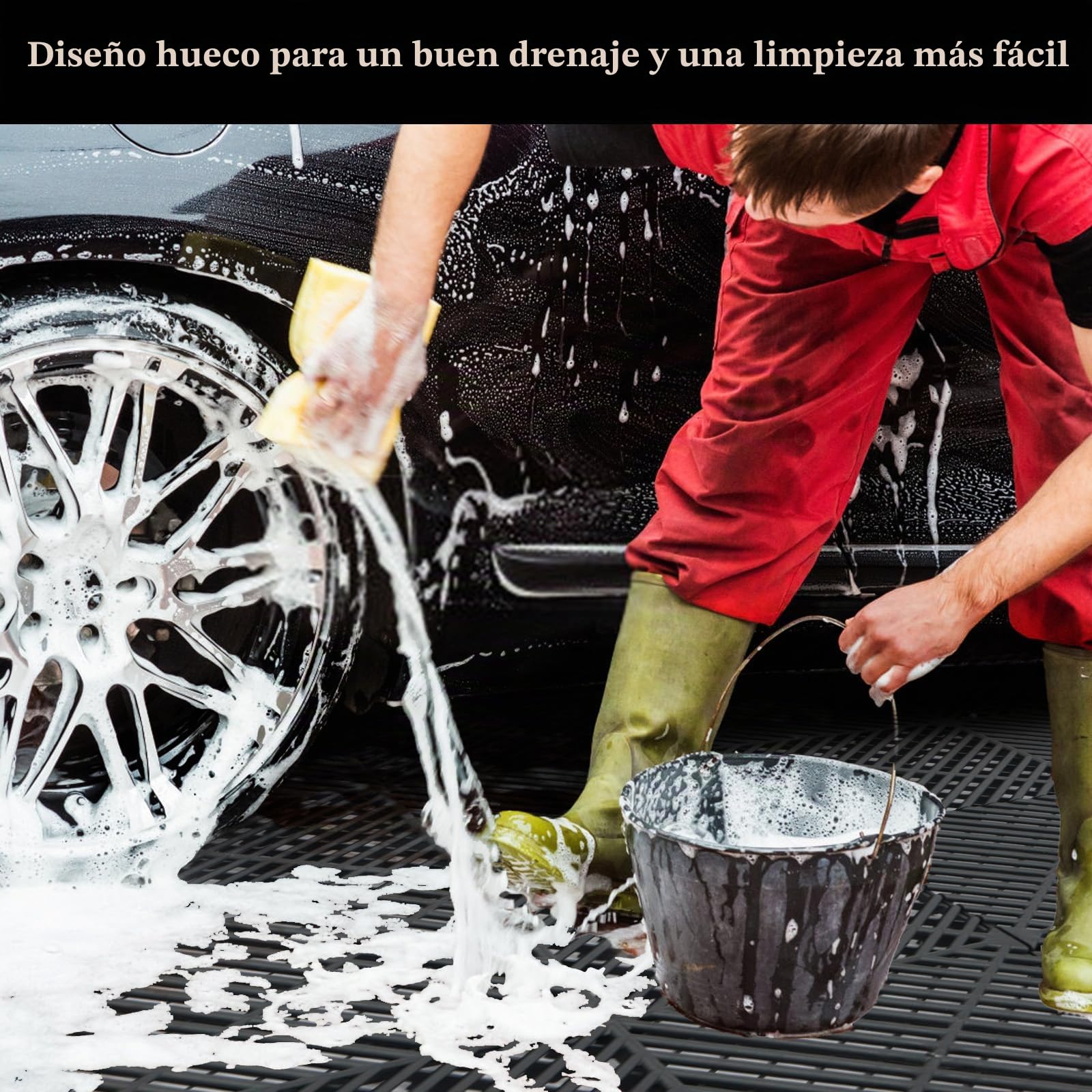 20 suelos de polipropileno para garaje, 40 x 40 cm, para garaje, 3200 kg (3,2 m²), color negro
