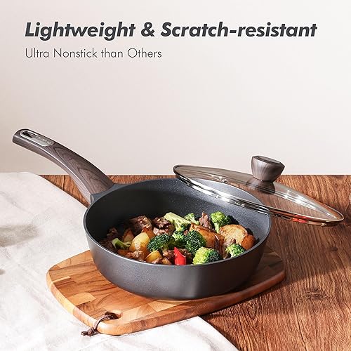 Miniatura 7 de SENSARTE Juego de ollas y sartenes antiadherentes, no tóxicos, juegos de utensilios de cocina de inducción saludable, 14 piezas antiadherentes con
