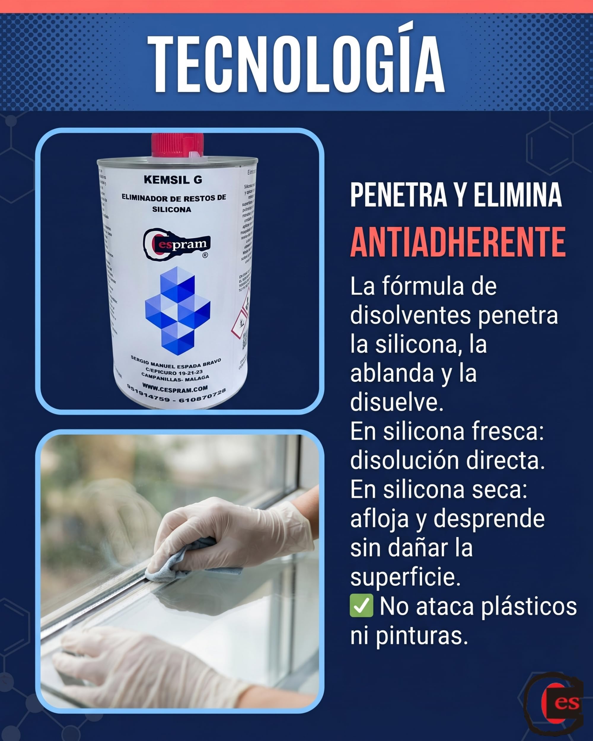 Kemsil G | Eliminador Profesional de Silicona, Adhesivos y Resinas | No Daña Plásticos ni Pinturas | 1 Litro
