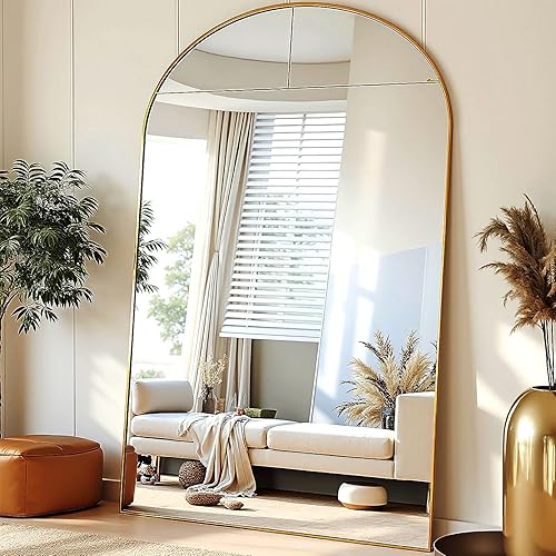 Miniatura 8 de Espejo de arco de longitud completa para colgar en la puerta o dormitorio, sala de estar, armario, 48 x 14 pulgadas, negro