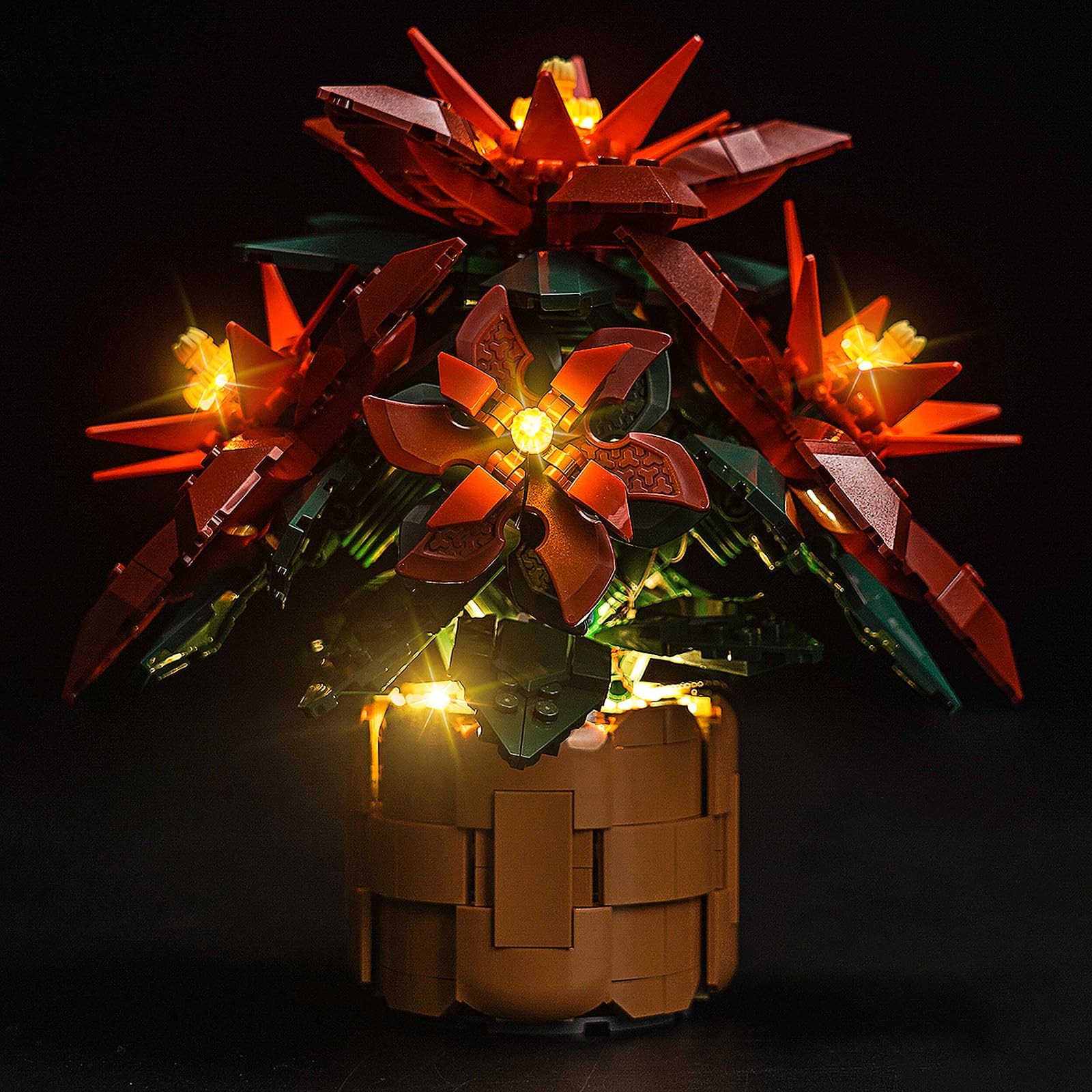 LocoLee Led Light Set Compatible with Lego Poinsettia Led Decoration Lighting Kit Compatible with Lego Icons 10370 Building Blocks Model,Only Lights Set,No Model