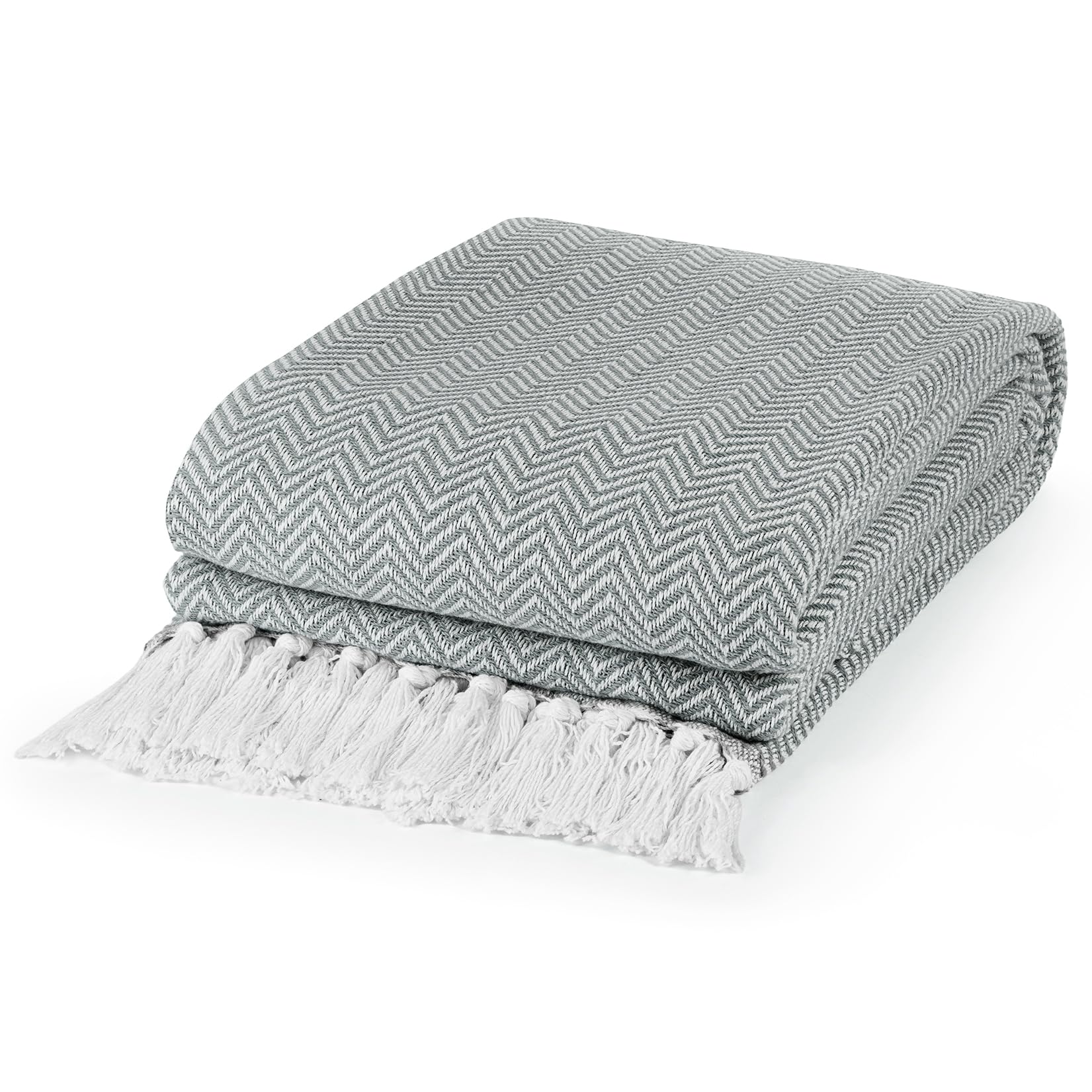 EHC Cotton Woven Large Throw Blanket For 2 3 Seater Sofa | Bed Settees 180 x 230cm, Grey
