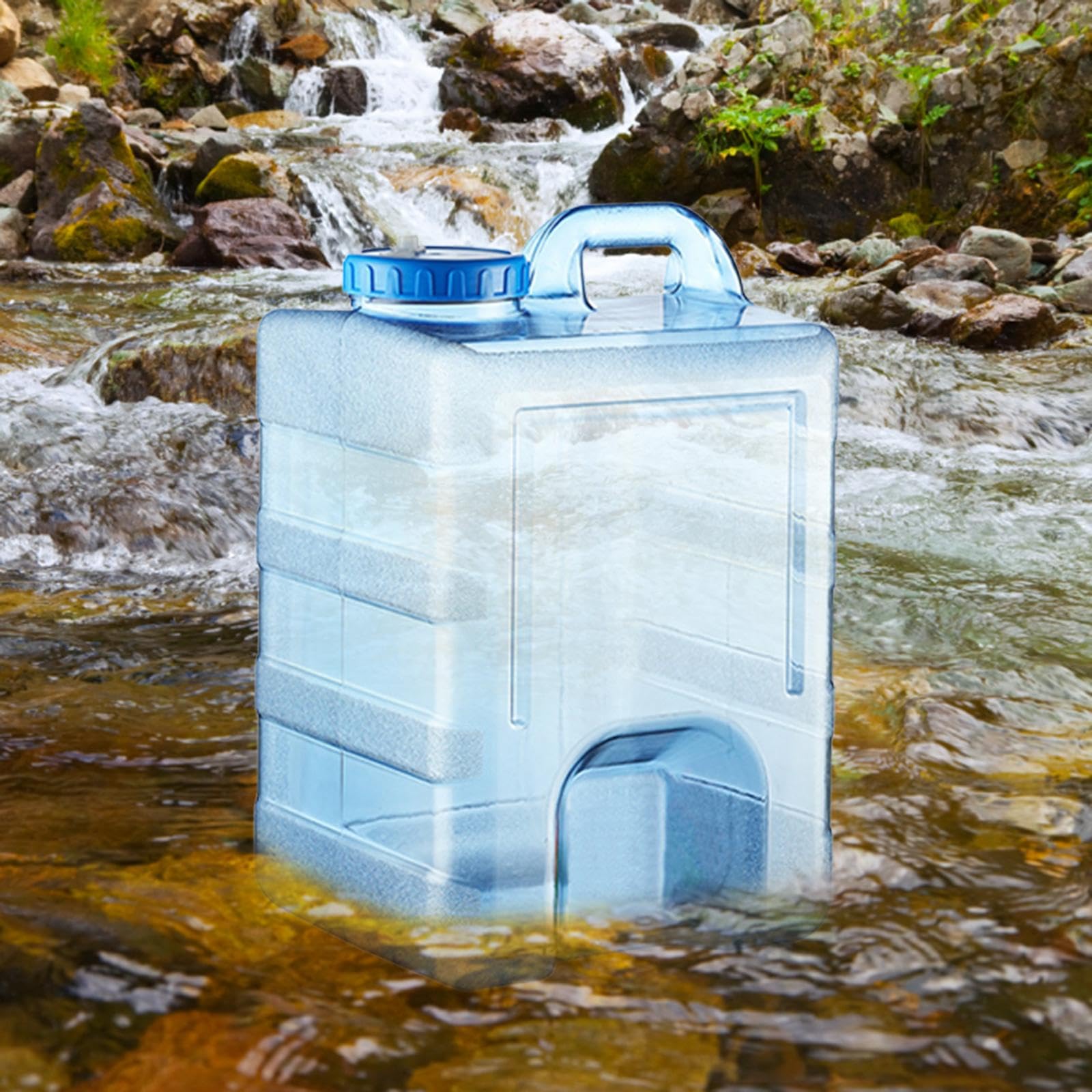 Botella Portátil para Agua Cubo Contenedor Depósito con Salida PC Alimentario Tapón Asa Resistente Adecuado para Camping Excursiones Viajes