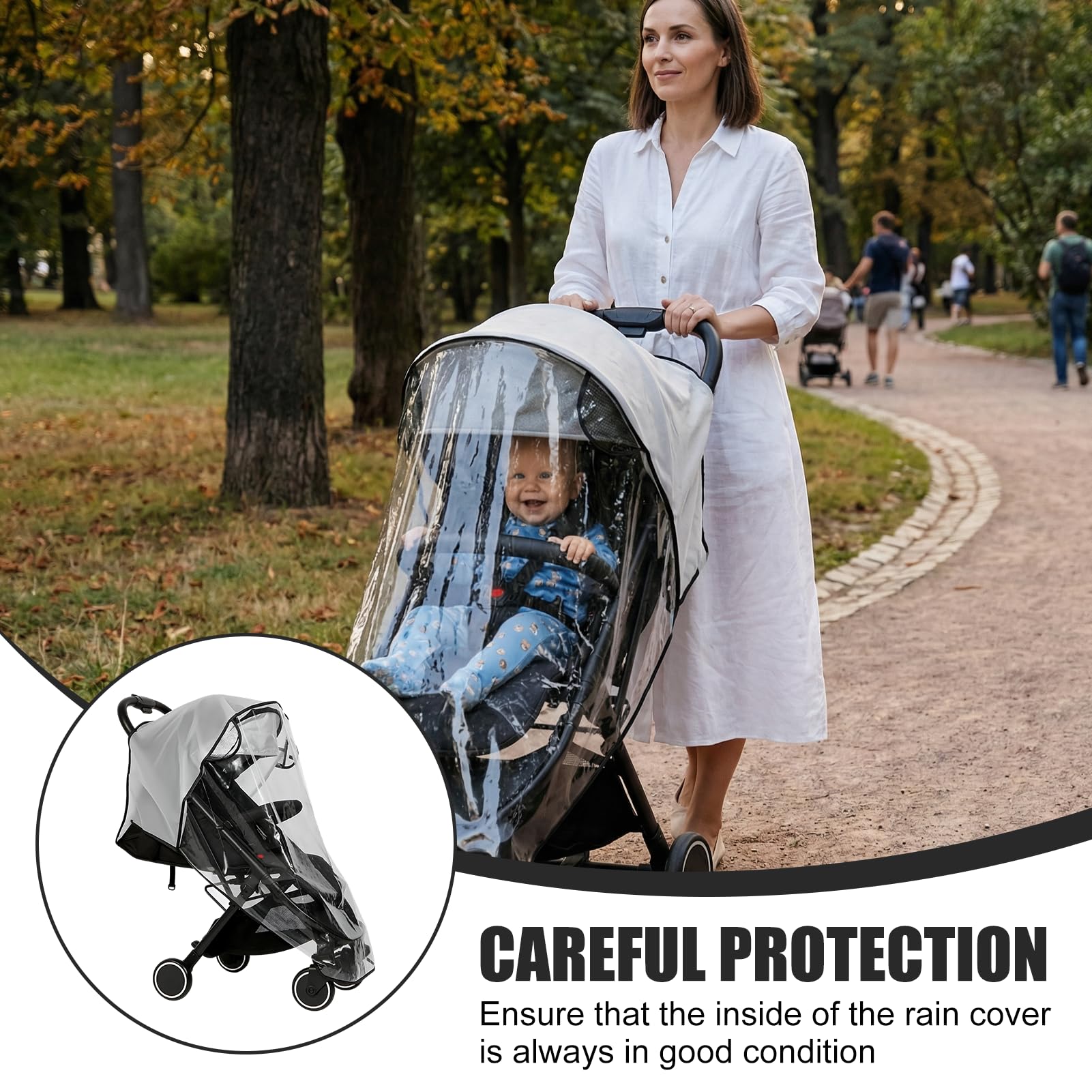 Plastico Lluvia Silla Paseo Universal,Plástico Lluvia Silla Paseo Universal,Material Ecológico de PVC Transparente y Sin Rayar - Protector Impermeable Transpirable para Lluvia, Viento