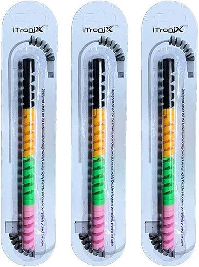 iTronix 12 Pieces Mobile Charging Cables & Earphones Wire Protector (Multi Color)