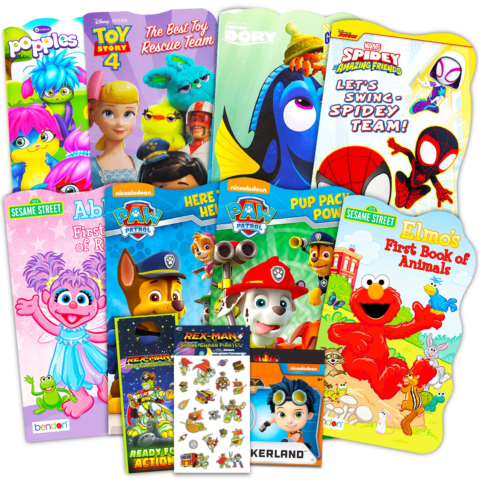 Bulk Board Book Set for Toddlers, Kids ~ 11 Pc Storybook Bundle with Sesame Street, Spiderman, Paw Patrol, Toy Story, and More (Board Book Collection)