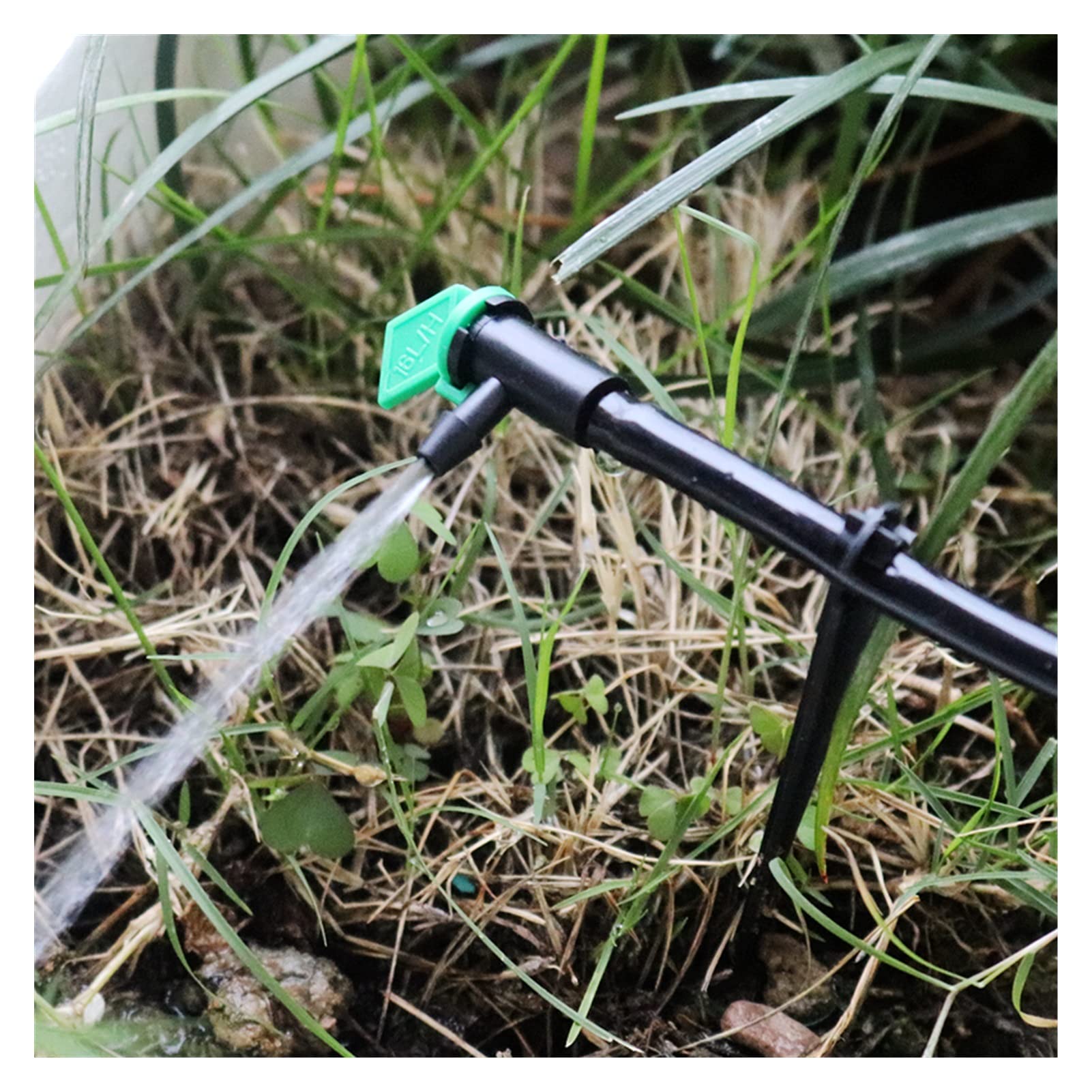 Conexión de fontanería para jardín, 100 unidades de 4 L, 8 L, 16 L, gotero, riego por goteo agrícola, riego por goteo, plantas de invernadero, rociador de riego (color: negro)
