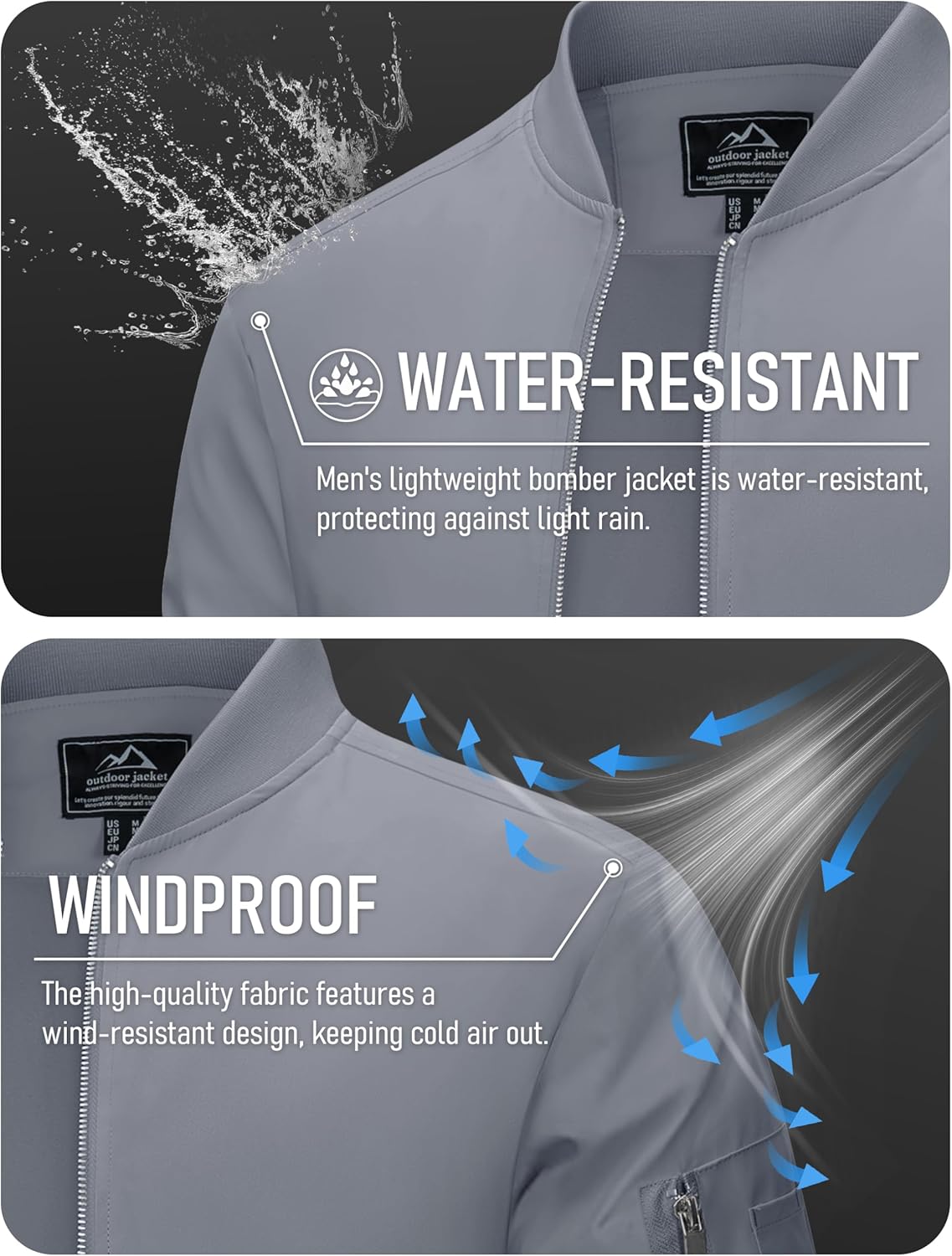 MAGCOMSEN Men's Jacket Lightweight Windbreaker Bomber Jacket Windproof Casual Jacket Zip Up Coats Outwear with 5 Pockets - Image 4