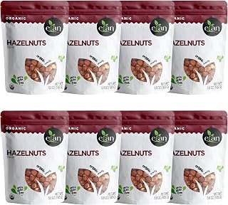 ELAN Organic Raw Hazelnuts, Non-GMO, Vegan, Gluten-Free, Kosher, 8 Count, 165g