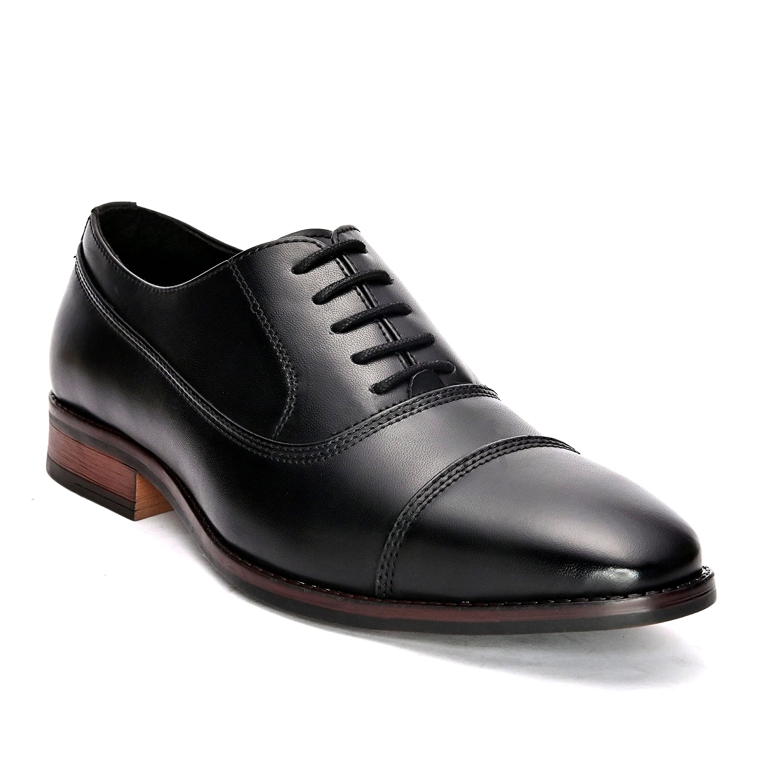 mens Ec 10911 San Frissco Men's Handcrafted Formal Shoes with TPR Sole/Solid Comfortable Cushioned Footbed Shoes for Office, Party and Wedding/Lightweight and Comfortable Oxford Lace Up Shoe - 6 (Black)-image-30