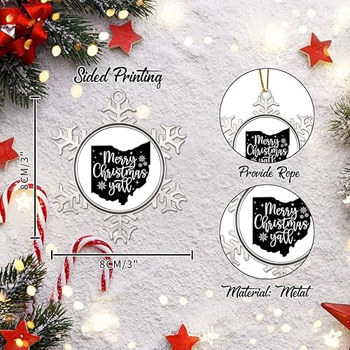 Miniatura 42 de South Dakota Xmas Tree Ornaments American State USA States Metal Snowflake Christmas Tree Hanging Ornament Merry Christmas Y’All Christmas South