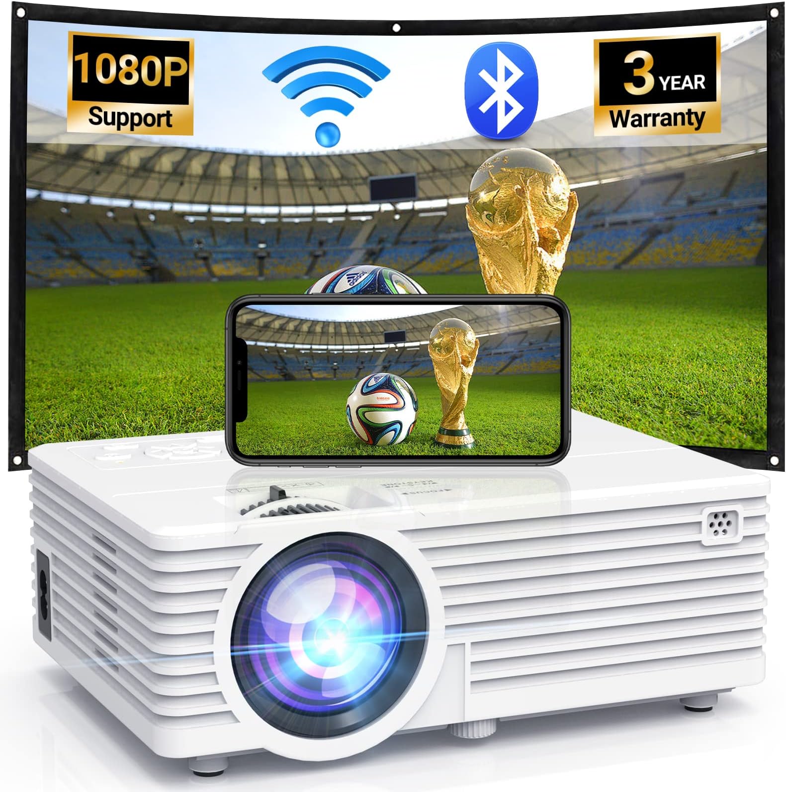 Panseba 4500Lumens Lcd Projector- Full Hd 1080P Supported, Portable Mini Projector Compatible With Hdmi, Usb, Av, Tf, Vga, Smartphones, Tv Stick, Ps4, Dvd Player, Home Theater Entertainment