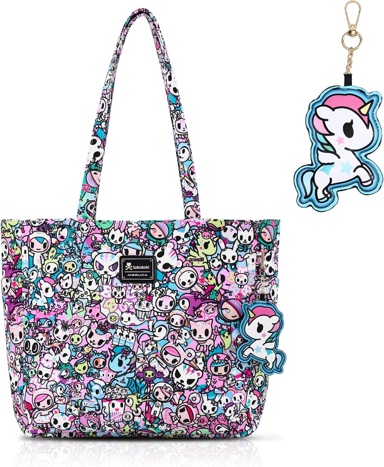 tokidoki Tote Bag for Women Large Shoulder Bag with Unicorno Keychain Cute Tote Handbag for College Work Travel