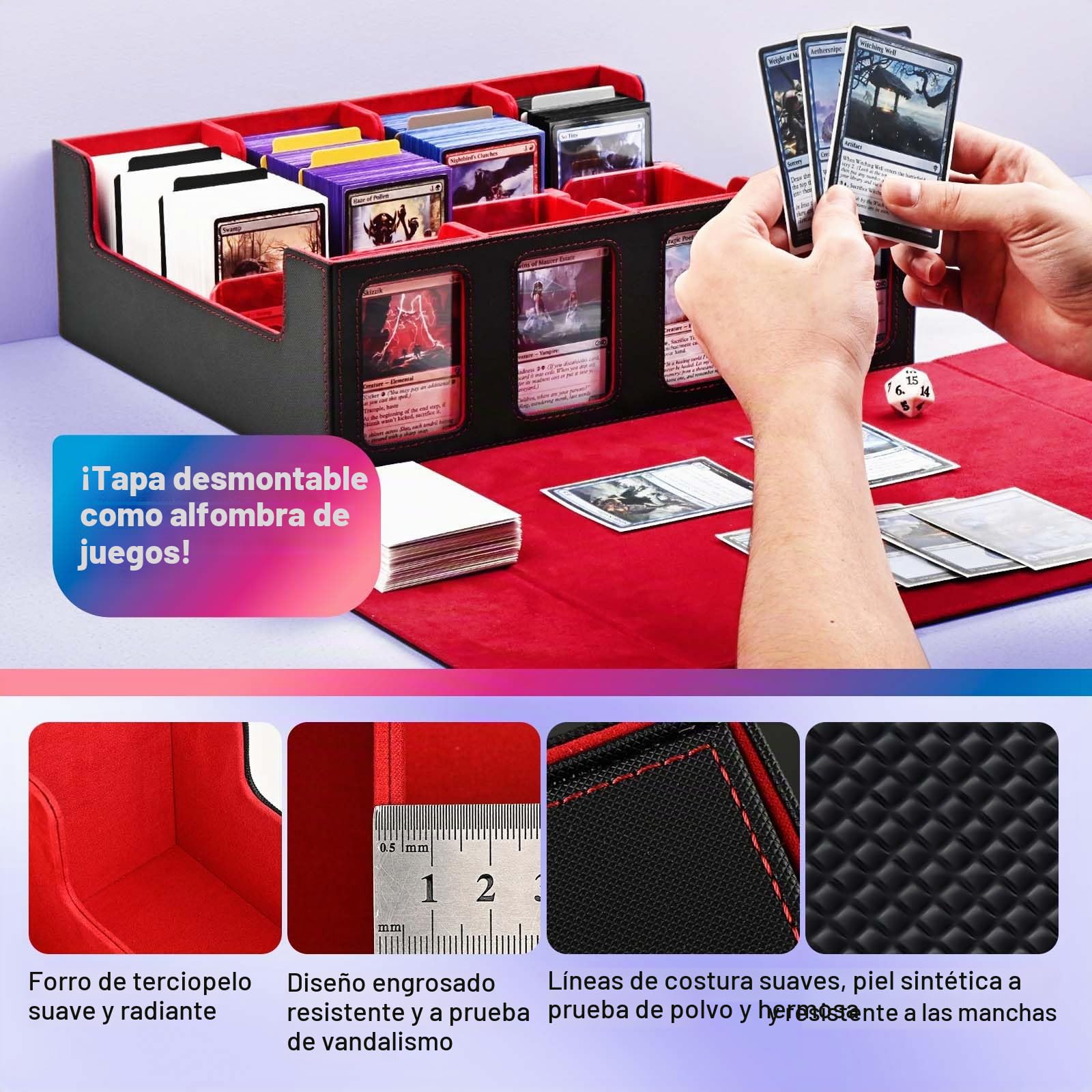 Caja de almacenamiento de cartas coleccionables UAONO para exhibición Commander, caja de cubierta MTG de 2400+ con 4 cargador superior, estuche para cartas TCG que se adapta a cartas Magic PTCG