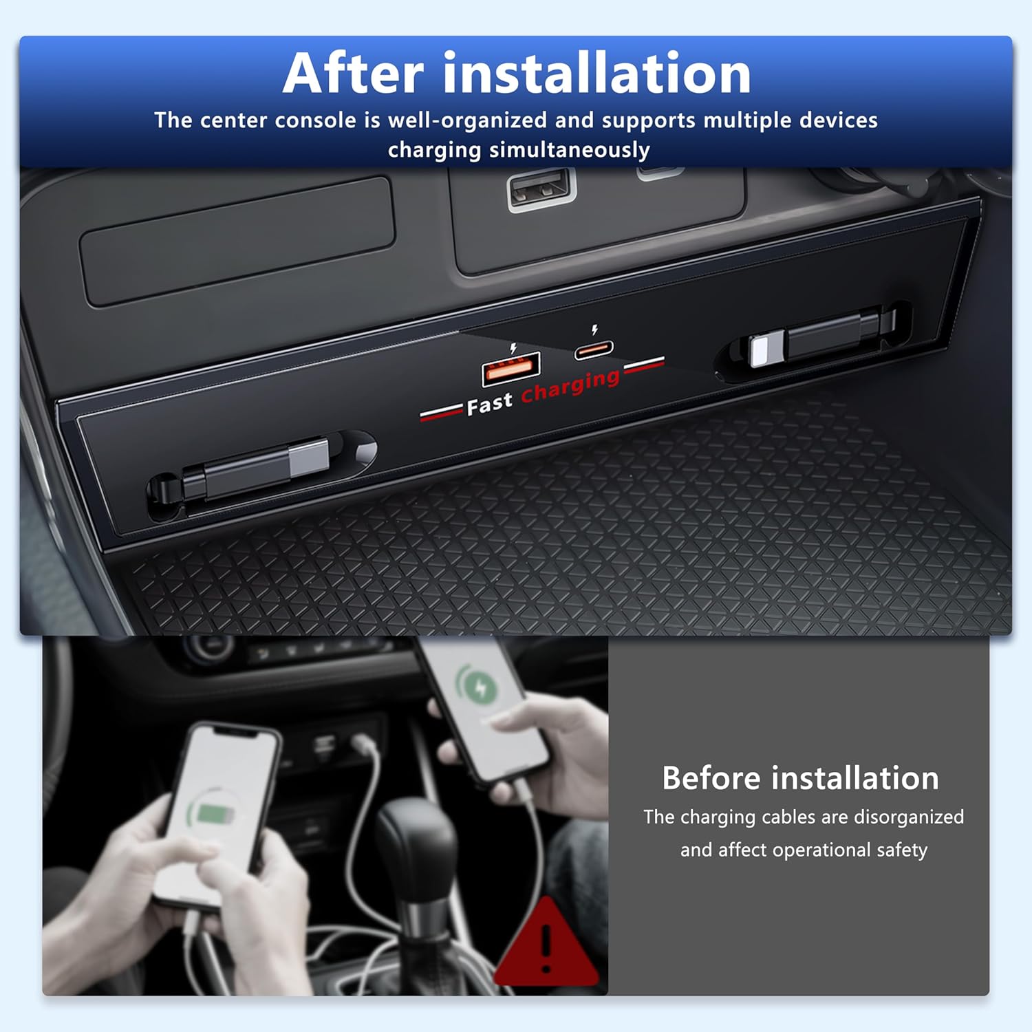 ELOHEI Car Charger Compatible with Honda CRV, Fast Charger for Honda CRV Accessories 2022 2023 2024 2025 Multi Port Retractable Docking Station