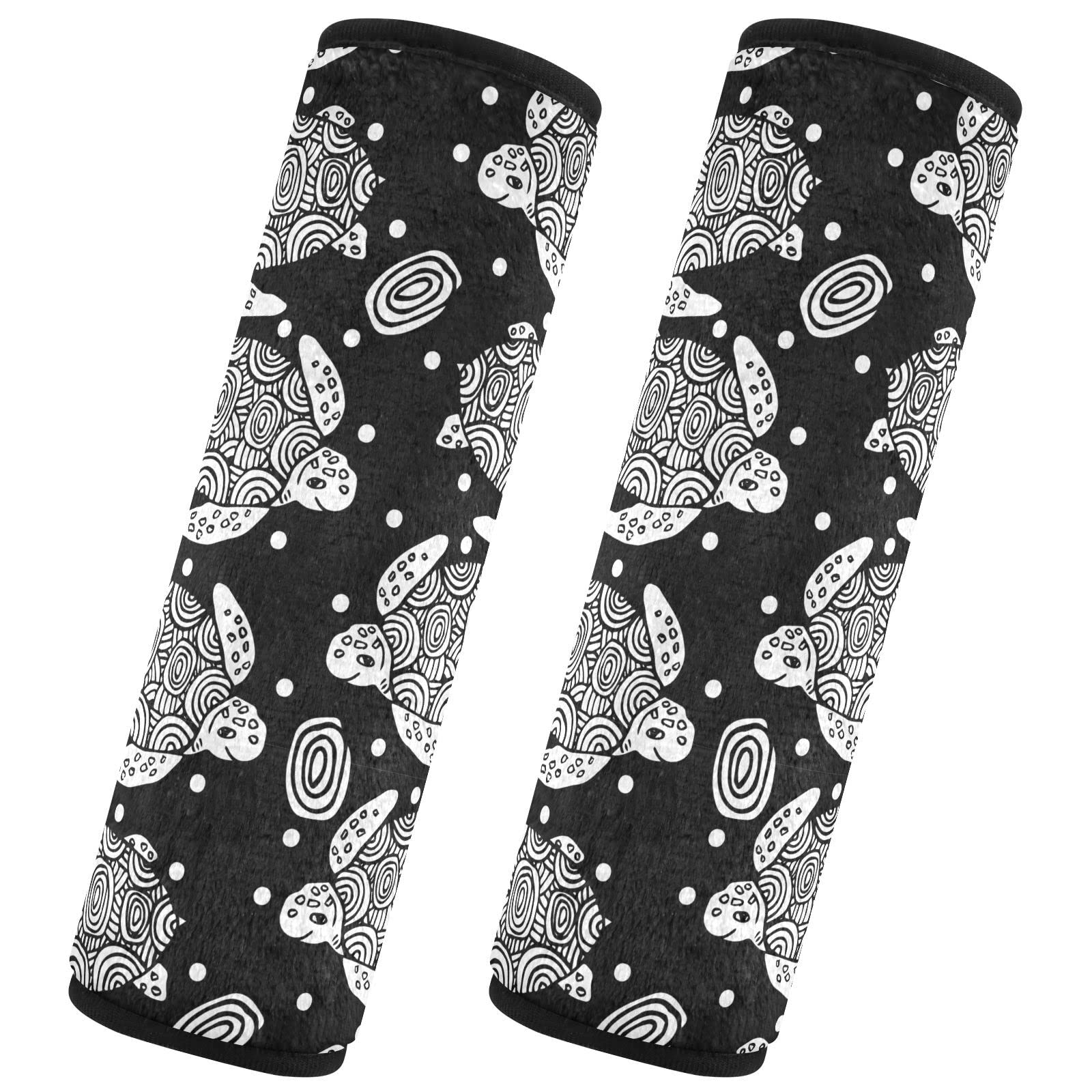Black Line Sea Turtle Car Seat Straps Shoulder Pads for Baby Kids Comfort Soft Seat Belt Covers with Seatbelt Adjuster Neck Pad Protector for Girls Boys Autistic Kids Children Travel Luggage Cars