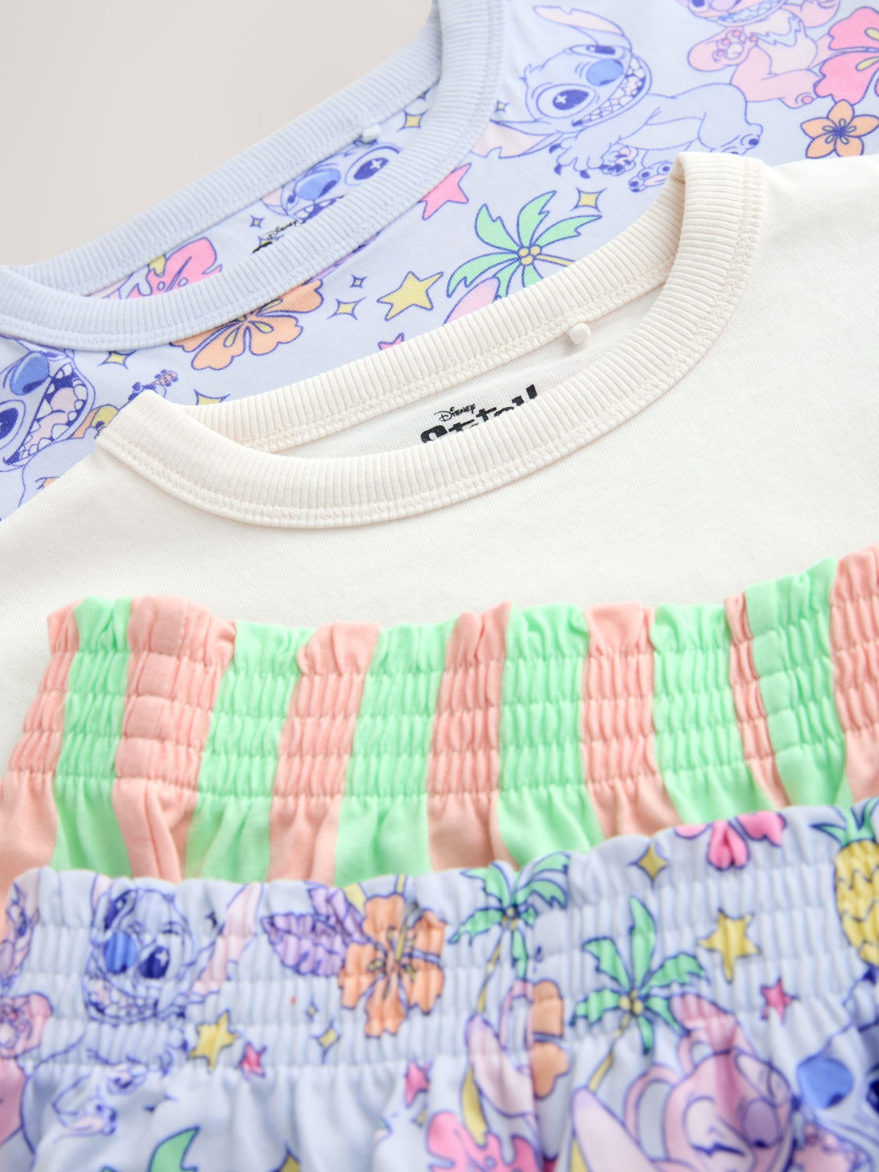 NEXT Ragazza Confezione da 2 Pigiami Corti con Lilo e Stitch | Bambino, Standard, Mid Rise, Pull On, 100% cotone