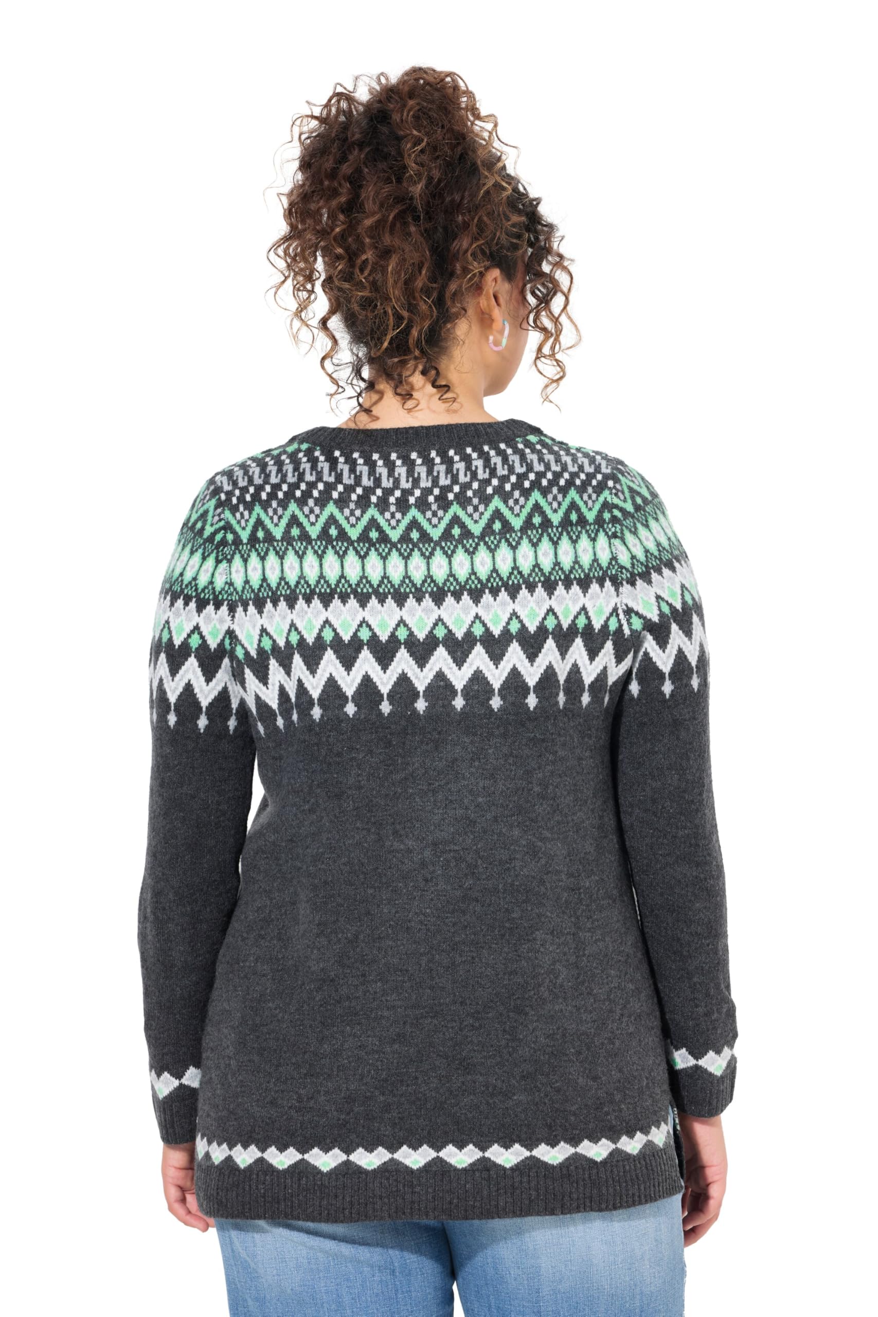 Ulla Popken Norweger-Pullover, Rundhals, Langarm, Weicher Strick Donna