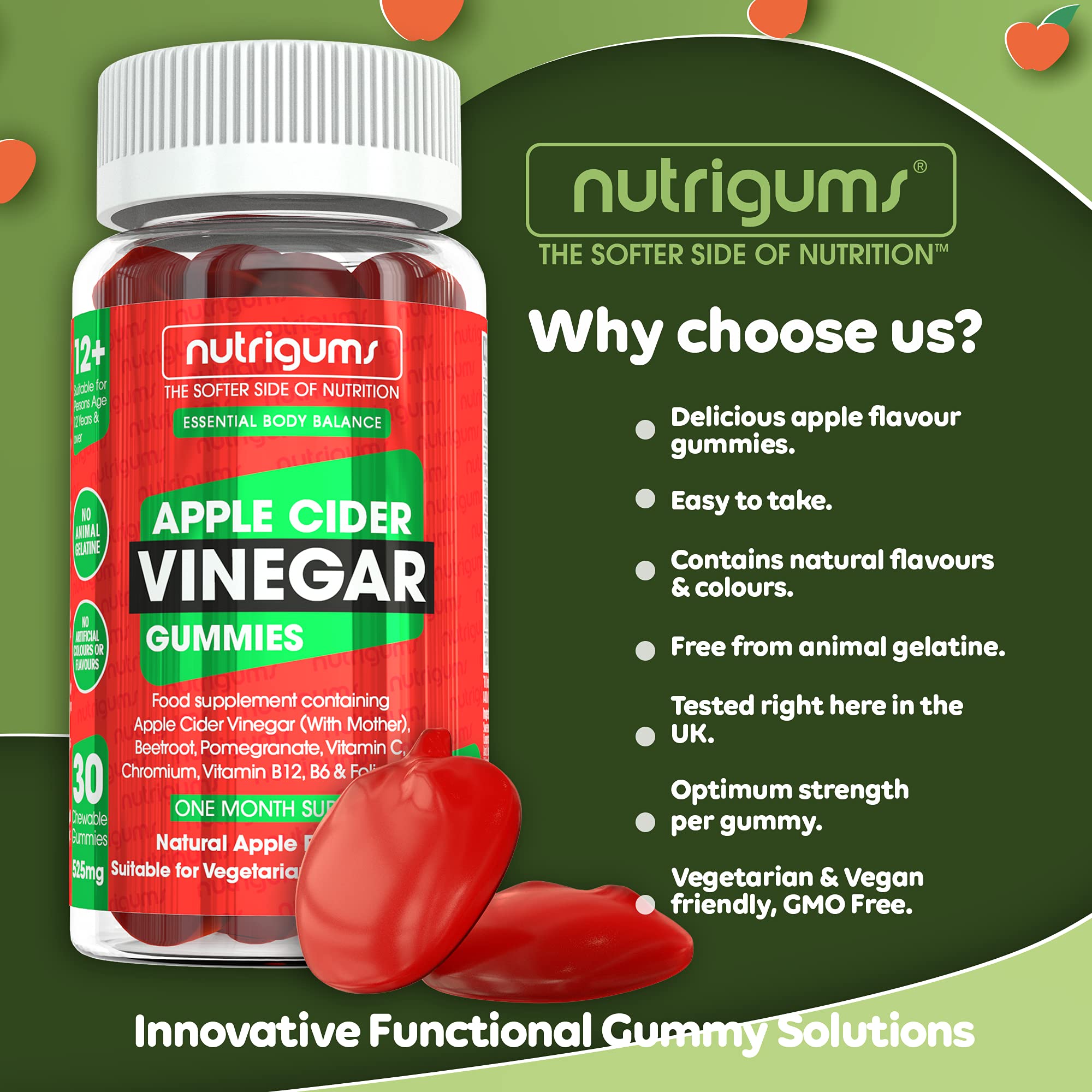 NUTRIGUMS® Apple Cider Vinegar Complex with Mother 1050mg per
