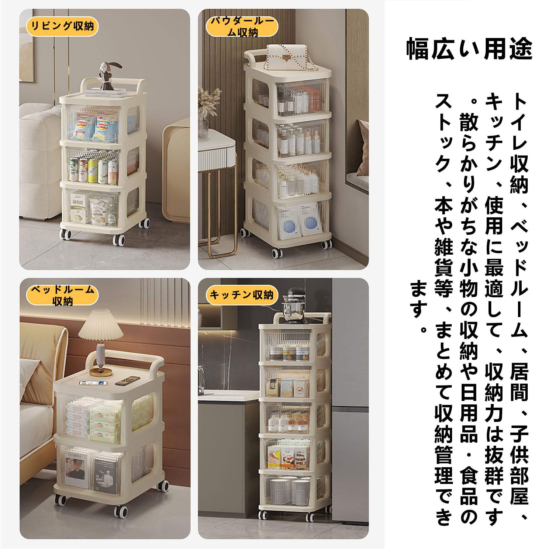 Amazon.co.jp: キッチンワゴン キッチンラック キャスター付き 高耐