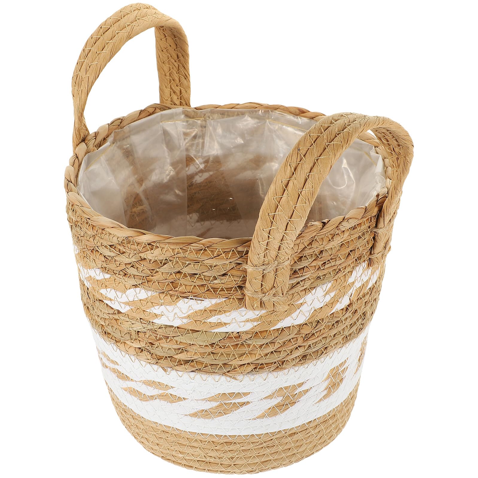 Panier de rangement artisanal 26x24 cm pour cacher un pot de fleurs