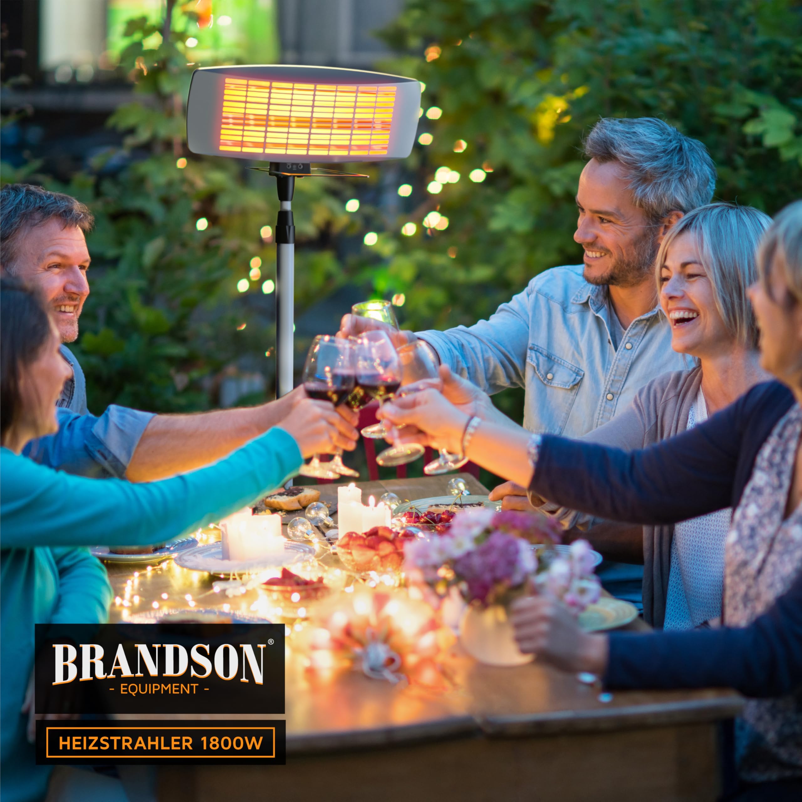 Brandson - Heizstrahler mit Fernbedienung Outdoor Indoor - Elektro Infrarot Terrassenheizstrahler - 3 Leistungsstufen Heizelemente - LED Power Indikator - Wandhalterung - Balkon Garten Terrasse