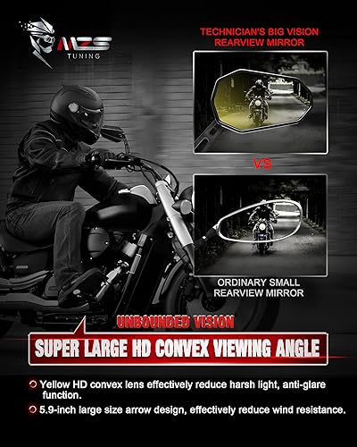 Miniatura 4 de MZS Espejos de la motocicleta, Universal 0.394 in 0.315 in Heavy Duty Aluminio Moto Vista Trasera Espejo Lateral Accesorios Ajustable Flecha Negra