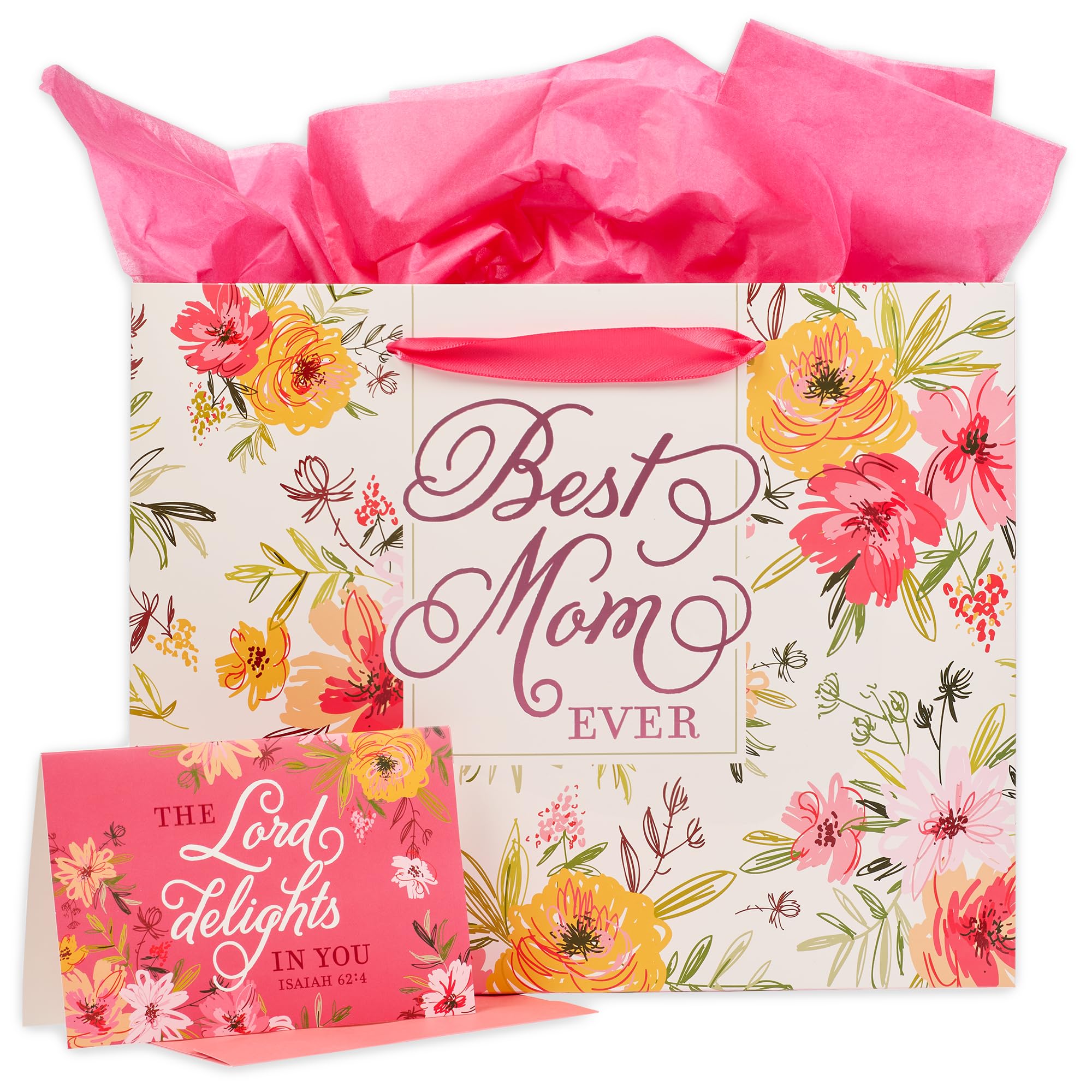 Christian Art Gifts Three Piece Landscape Gift Bag with Card - Best Mom Ever, Large โ image 1