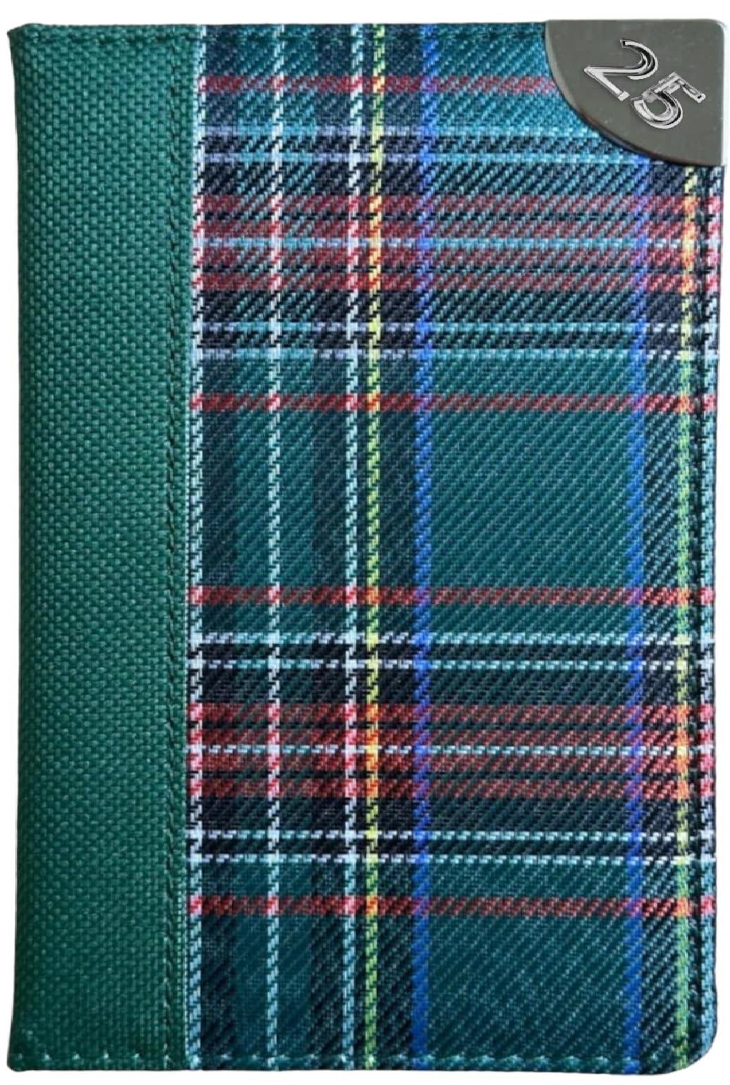 2025 Pocket Week to View Tartan Material Slim Pocket Designer Diary (Green)