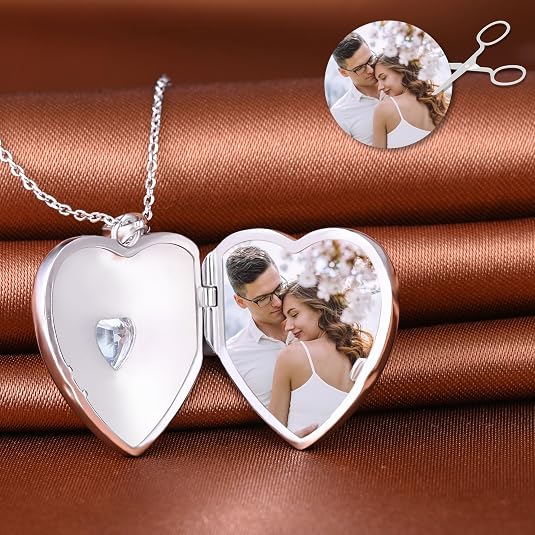 MICMIF Collana Donna Medaglione Cuore con Vintage Fiore per Foto Personalizzata, Acciaio Inossidabile Ciondolo Medaglione per Foto Portafoto con Catena 50cm Gioielli per Mamma Moglie Fidanzata