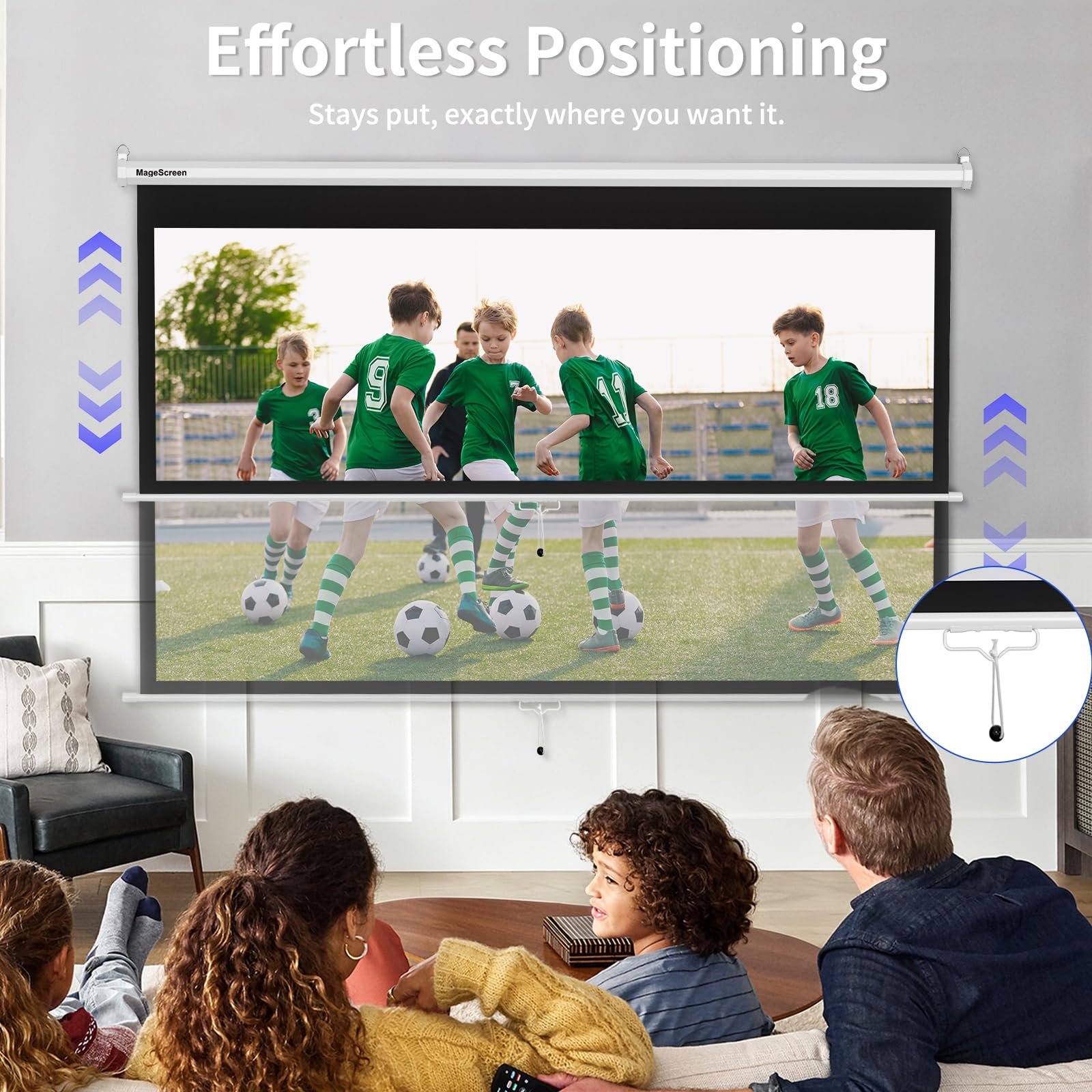 Manueller Beamer Rollo 100 Zoll (229.4 x 164 cm) 16:9 Weiß 4K HD