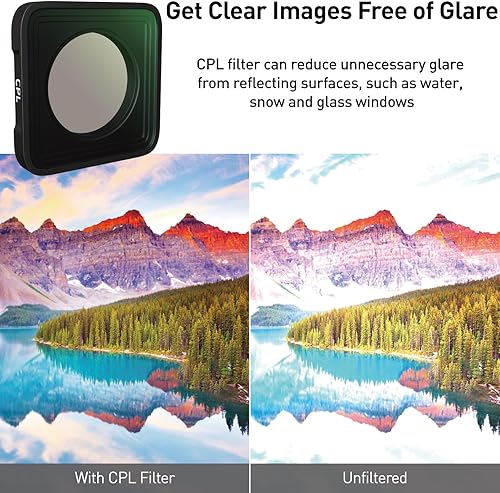 Miniatura 7 de LENSKINS Filtros ND para GoPro Hero 11 Hero 10 Hero 9 Negro, paquete de 4 filtros ND8 ND16 ND32 CPL, densidad neutra y polarizador circular, kit de