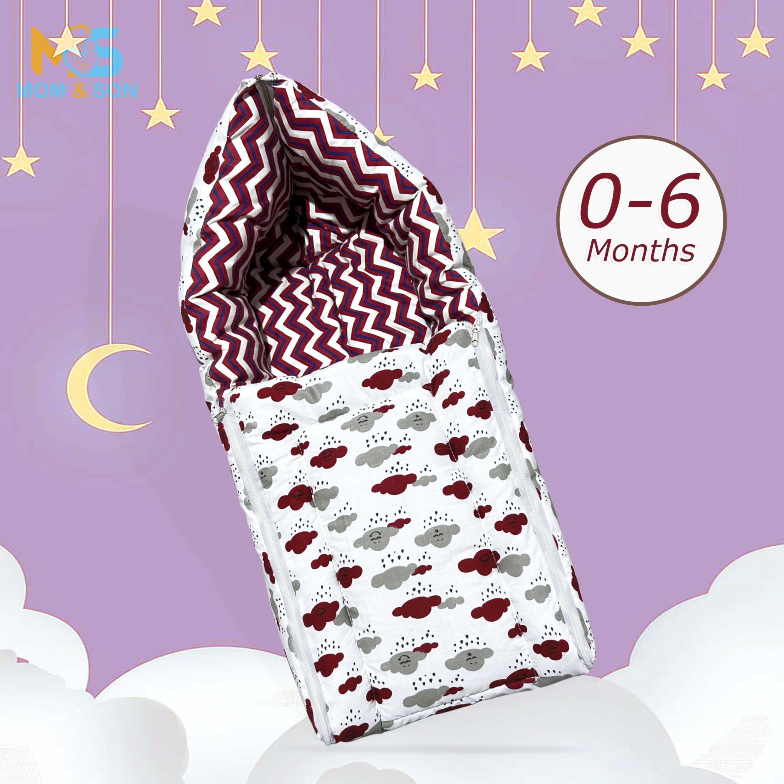 MOM & SON New Born Baby Bedding Set,Sleeping Bag, Baby Mosquito Net & Gadda Mattress Set for 0-6 Months (Pack of 3) - Image 3 thumbnail