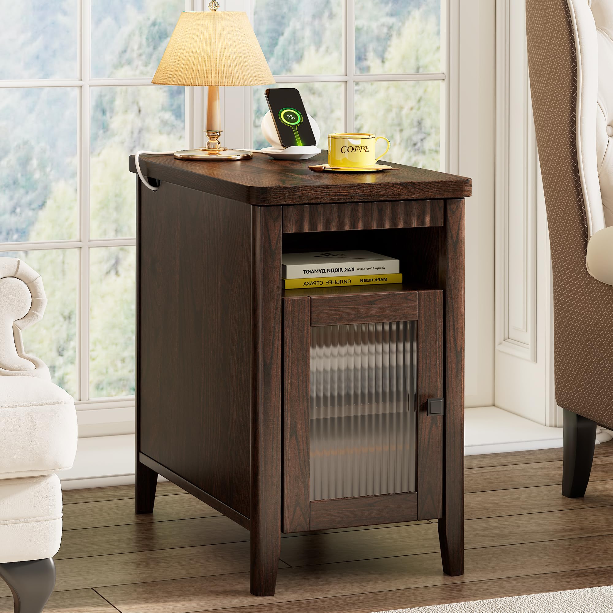 Amazon.com: iPormis End Table with Charging Station, Narrow Side