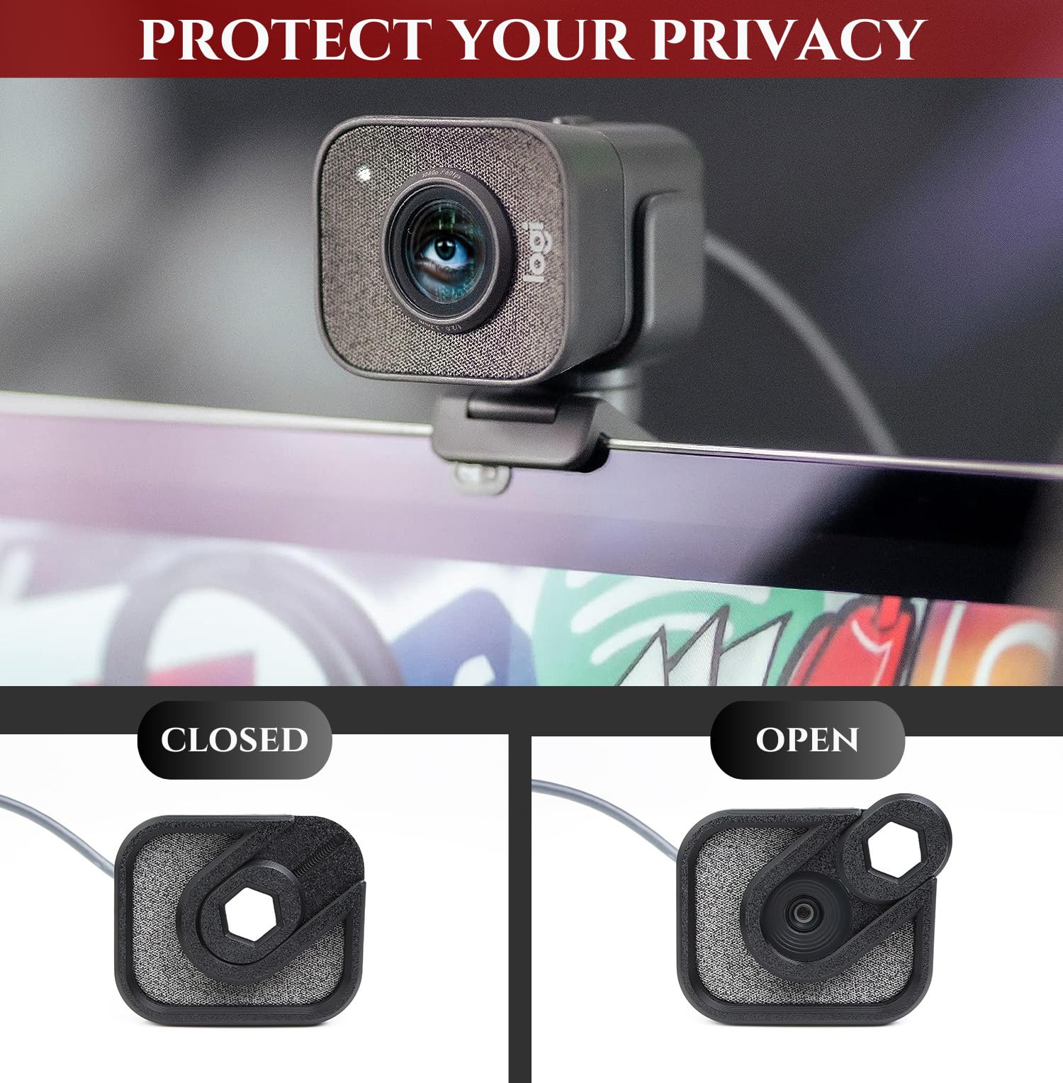 Pokrywa Kamery Internetowej Kompatybilna z Logitech StreamCam - Suwak Osłony Prywatności, Specjalna Osłona Migawki dla Kamery StreamCam