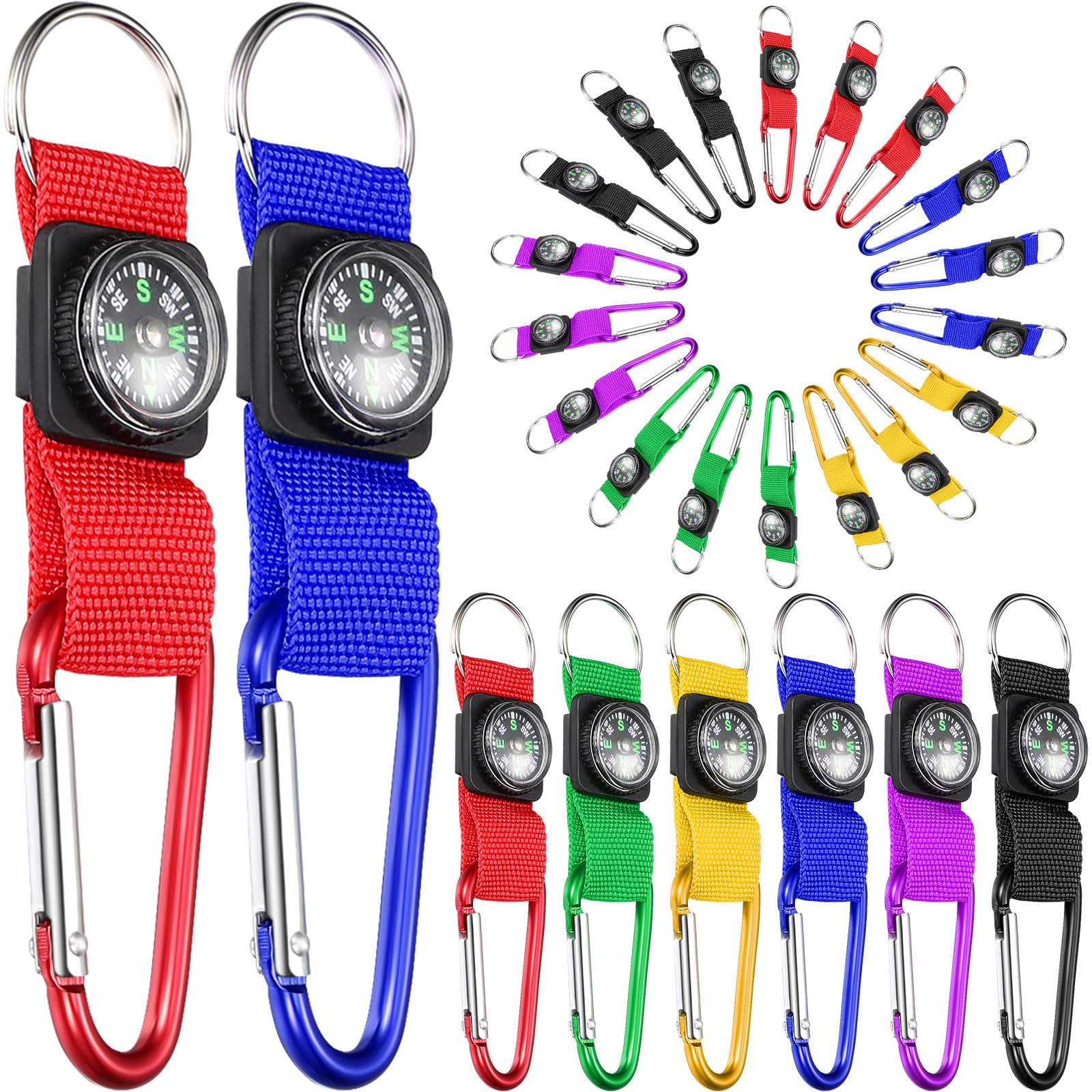 Toodoo Compass for Kids Bulk Mini Compass Keychain for Classroom, Hiking, Survival