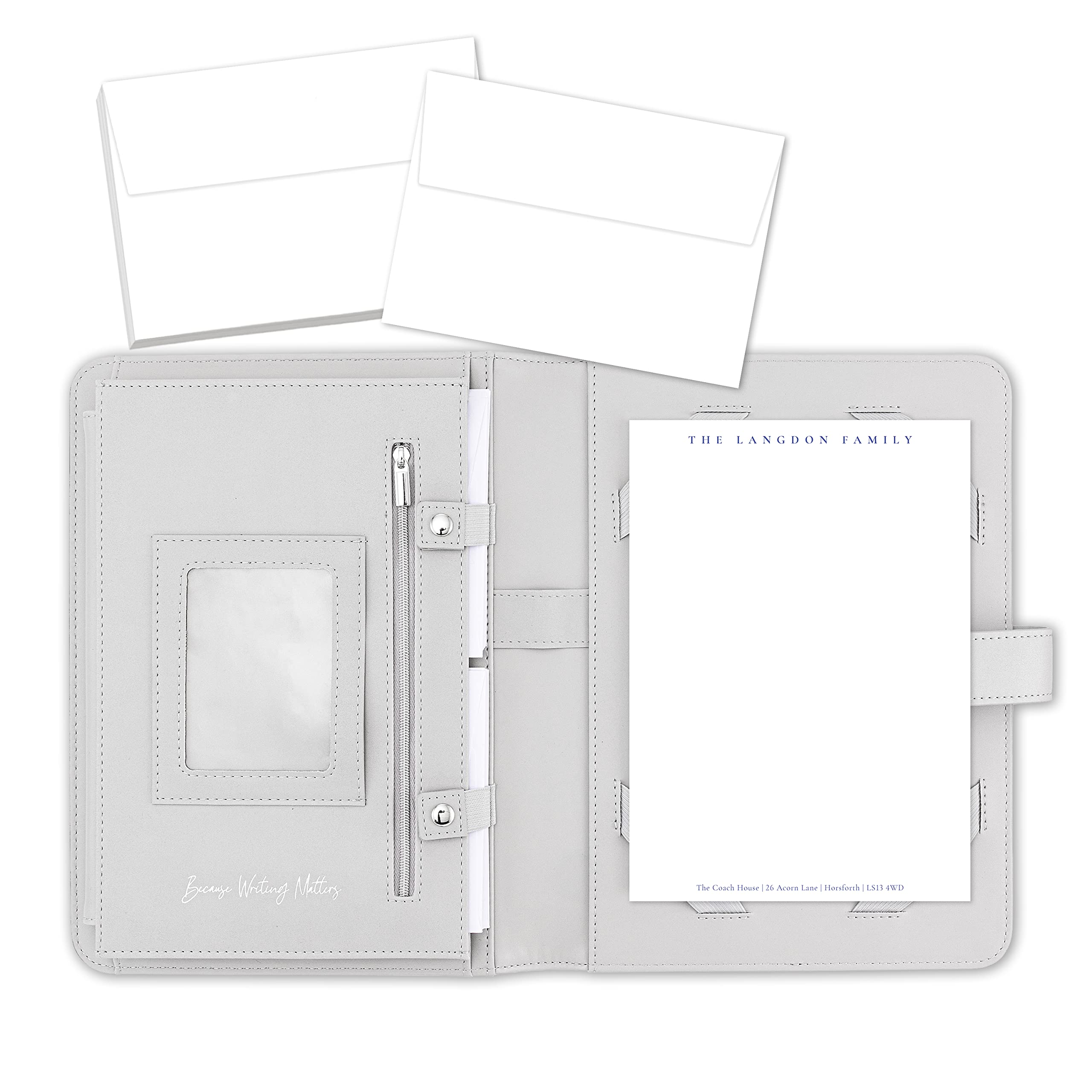 Me Loovely Classic Design Personalised Letter Writing Set Stationery Supplies for School Home & Office | (20 Letters & 20 Envelopes with Grey Organiser)