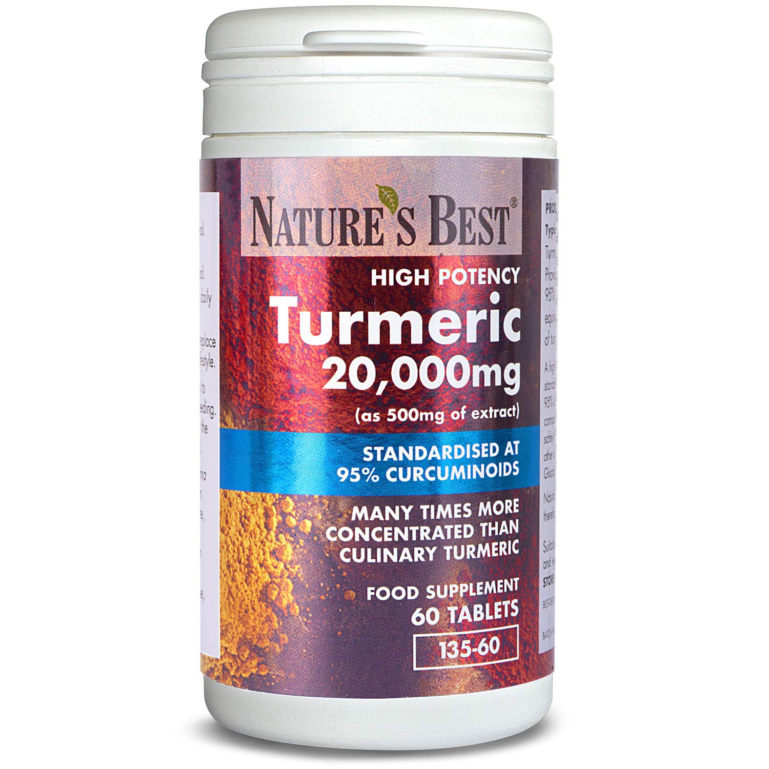 Buy Turmeric 20,000mg (as 500mg of Extract) High Strength 95 Curcumins 60 Vegan Tablets; 2