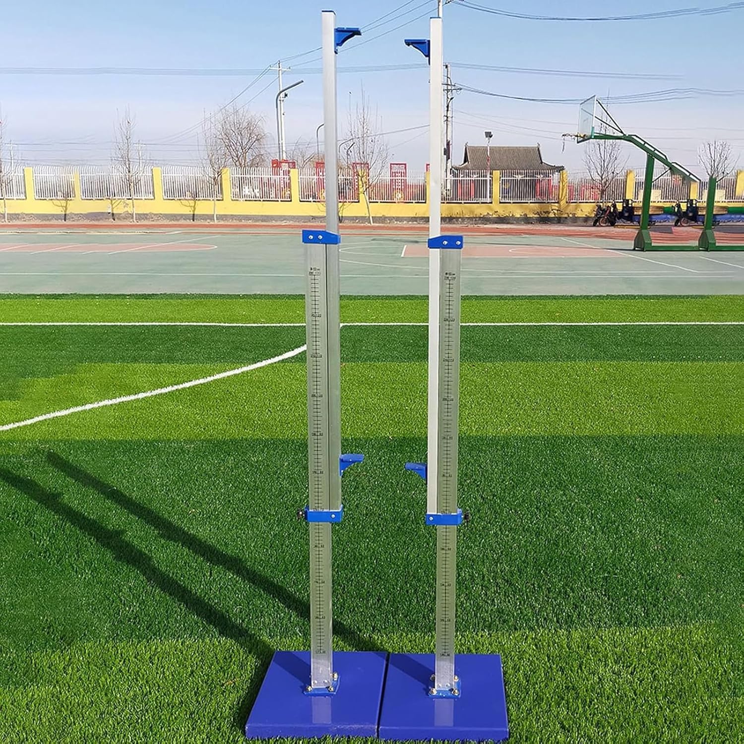 SHYP Movable Athletics Competition High Jump Standard, Aluminum Training High Jump Stands 1 to 7.5 ft, Track & Field High Jump Measuring Stick (1/4" Intervals)