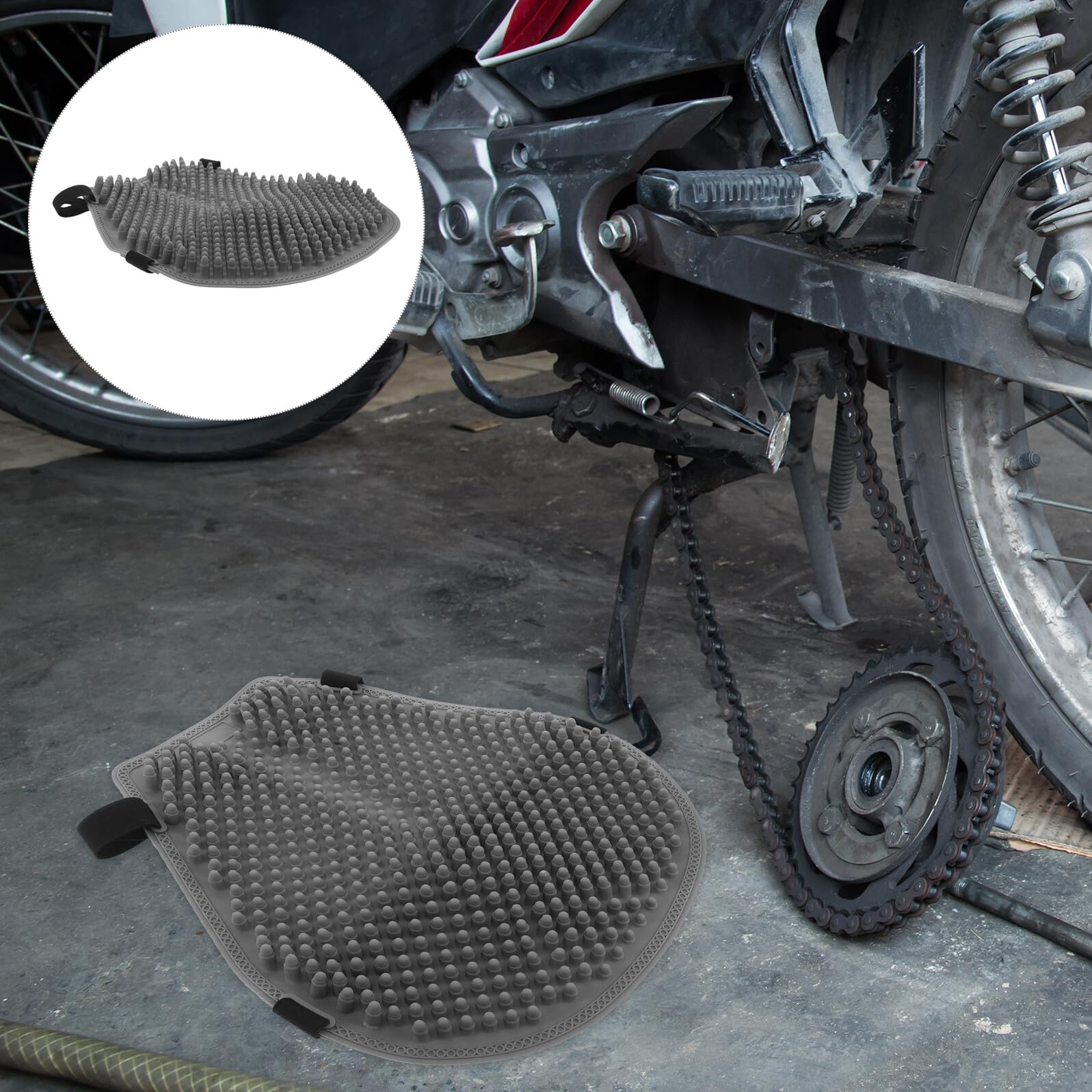 Coprisella per Moto in Silicone Traspirante Grigio Cuscino Sedile Spesso Antiscivolo e Antiurto Coprisedile Ergonomico Ventilazione per Viaggi Lunghi e Protezione Antiusura