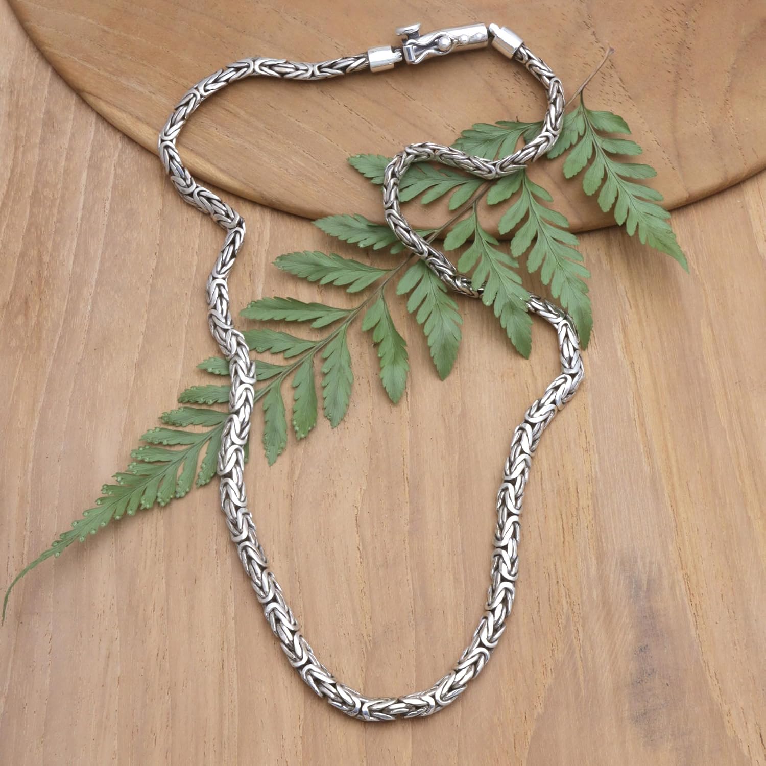NOVICA No Stone .925 Sterling Silver Men's Chain Necklace 'Balinese Trend'