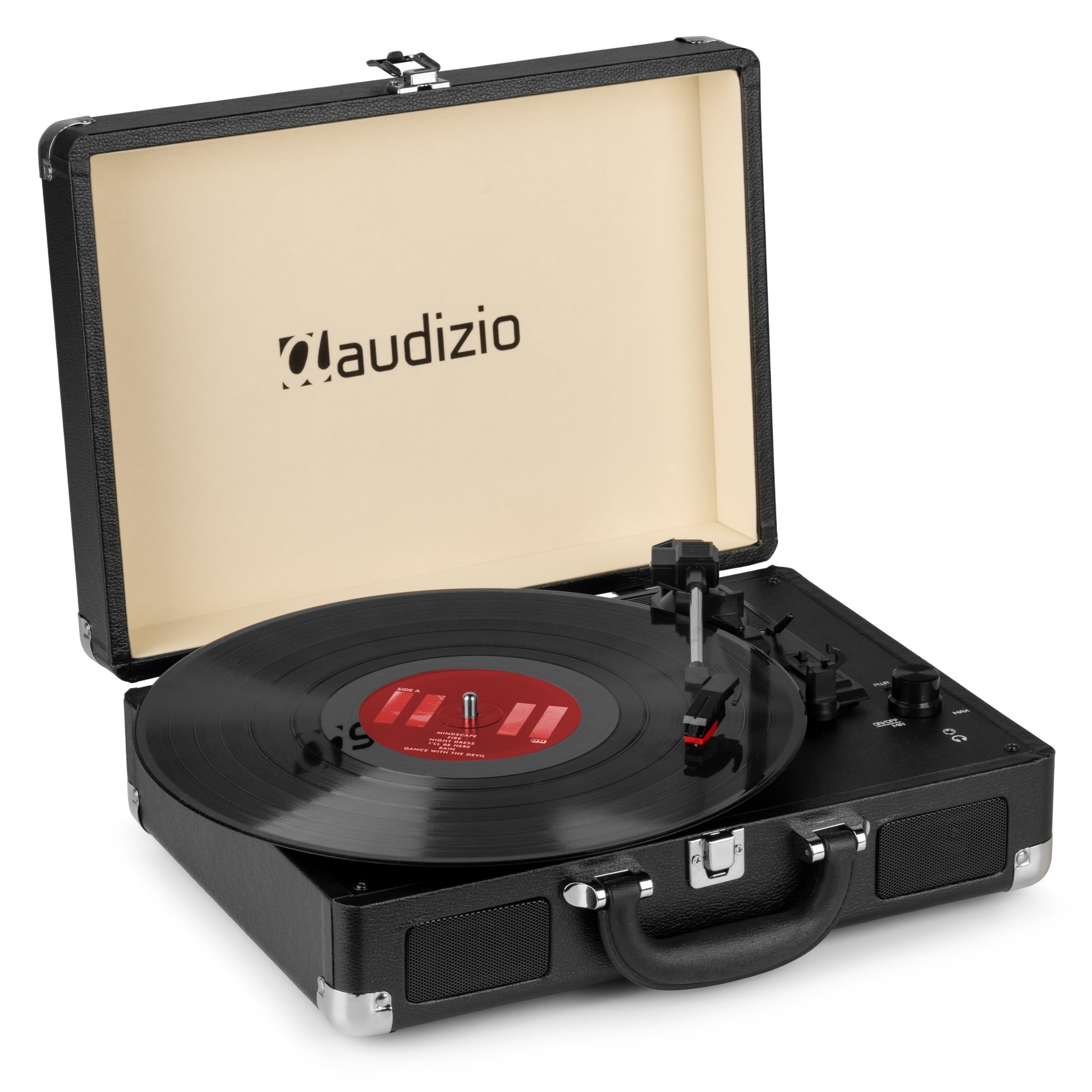 Audizio RP114BK Platine Vinyle Rétro avec Haut-Parleurs Intégrés - Noire, Lecture 33/45 & 78 Tours, Fonction de Numération pour Ordinateur, Idéal pour Écouter Vos Anciens Vinyles Préférés