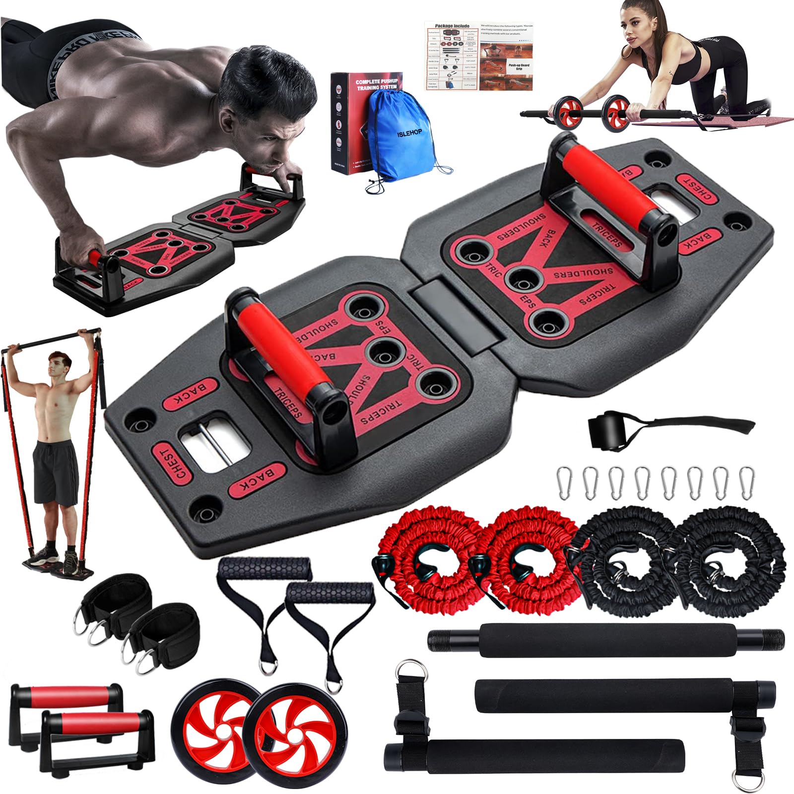 HOVCEH Planche Pompes Compteur Automatique | Bandes Résistance Incluses - Musculation Maison