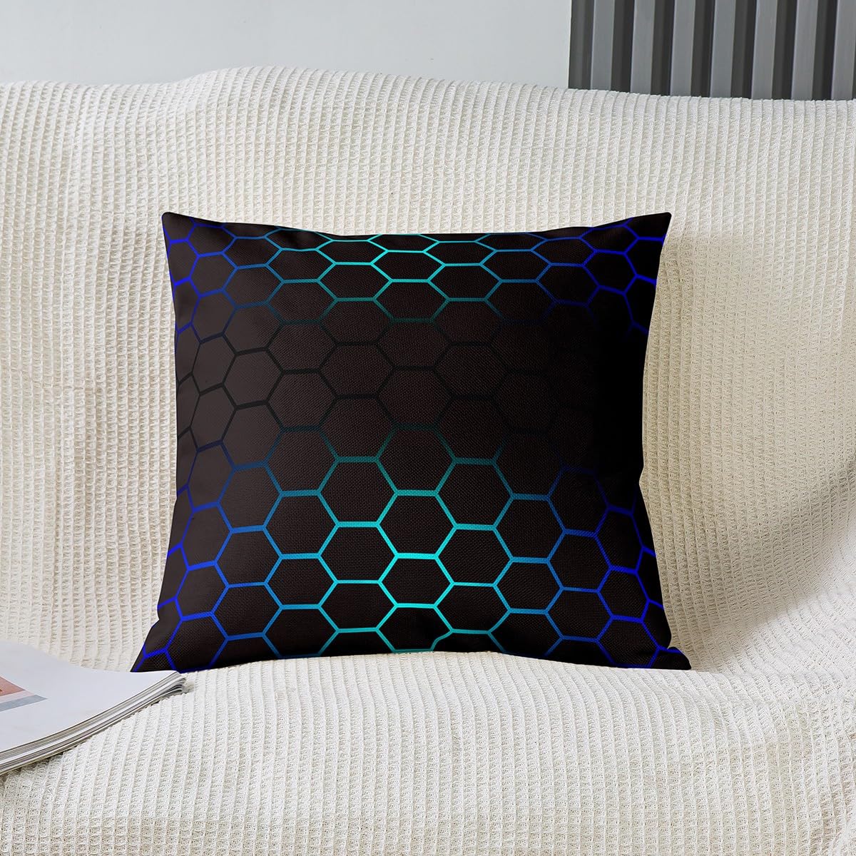 Honeycomb Throw Pillow Covers 22x22 Inch Abstract Ombre Honeycomb Cushion Cover for Kids Beehive Hexagon Decorative Pillow Case Pillowcase Simplistic Outdoor Pillows Covers - Image 2